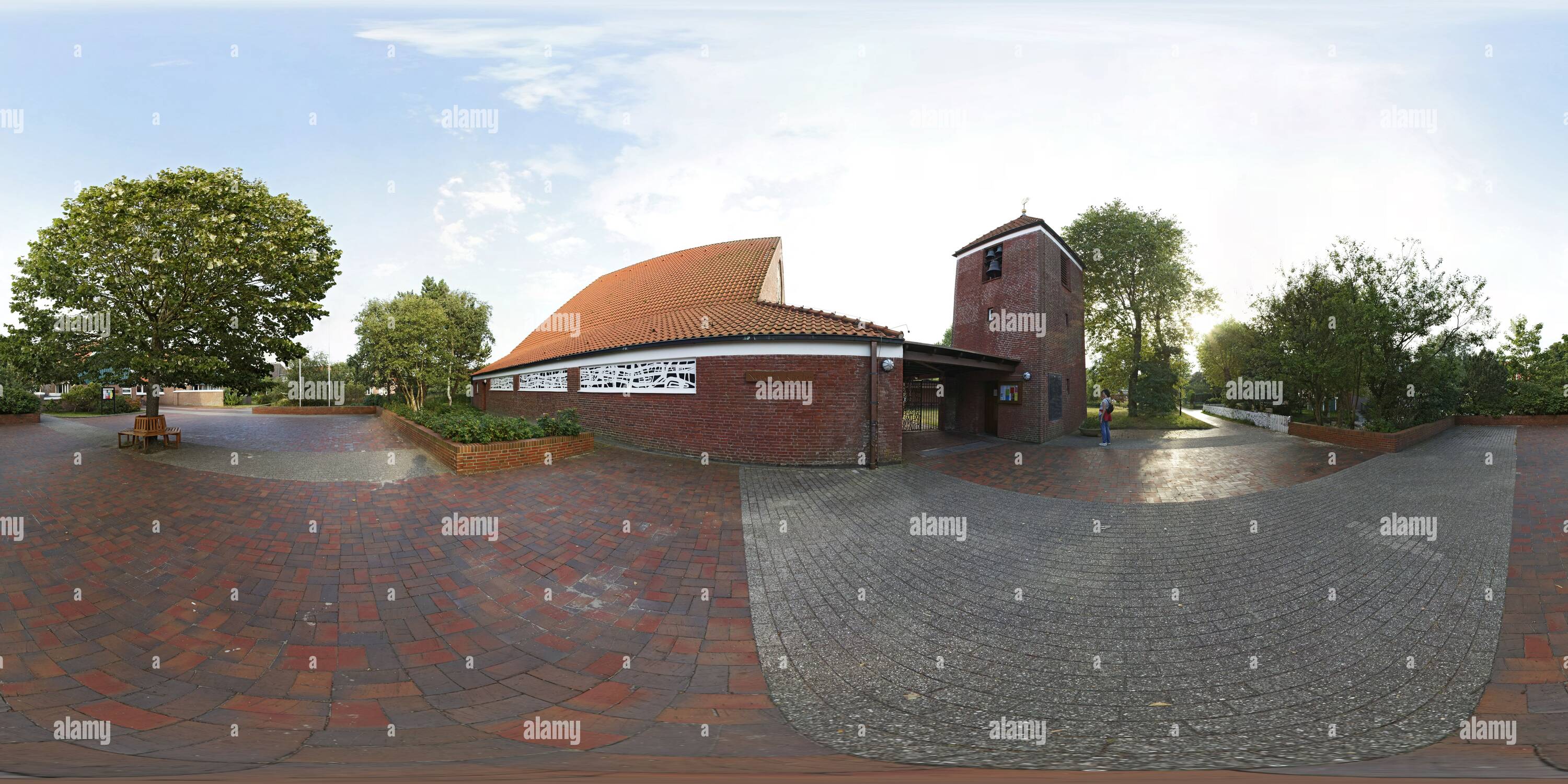 360 degree panoramic view of Spiekeroog, New Protestant Island Church