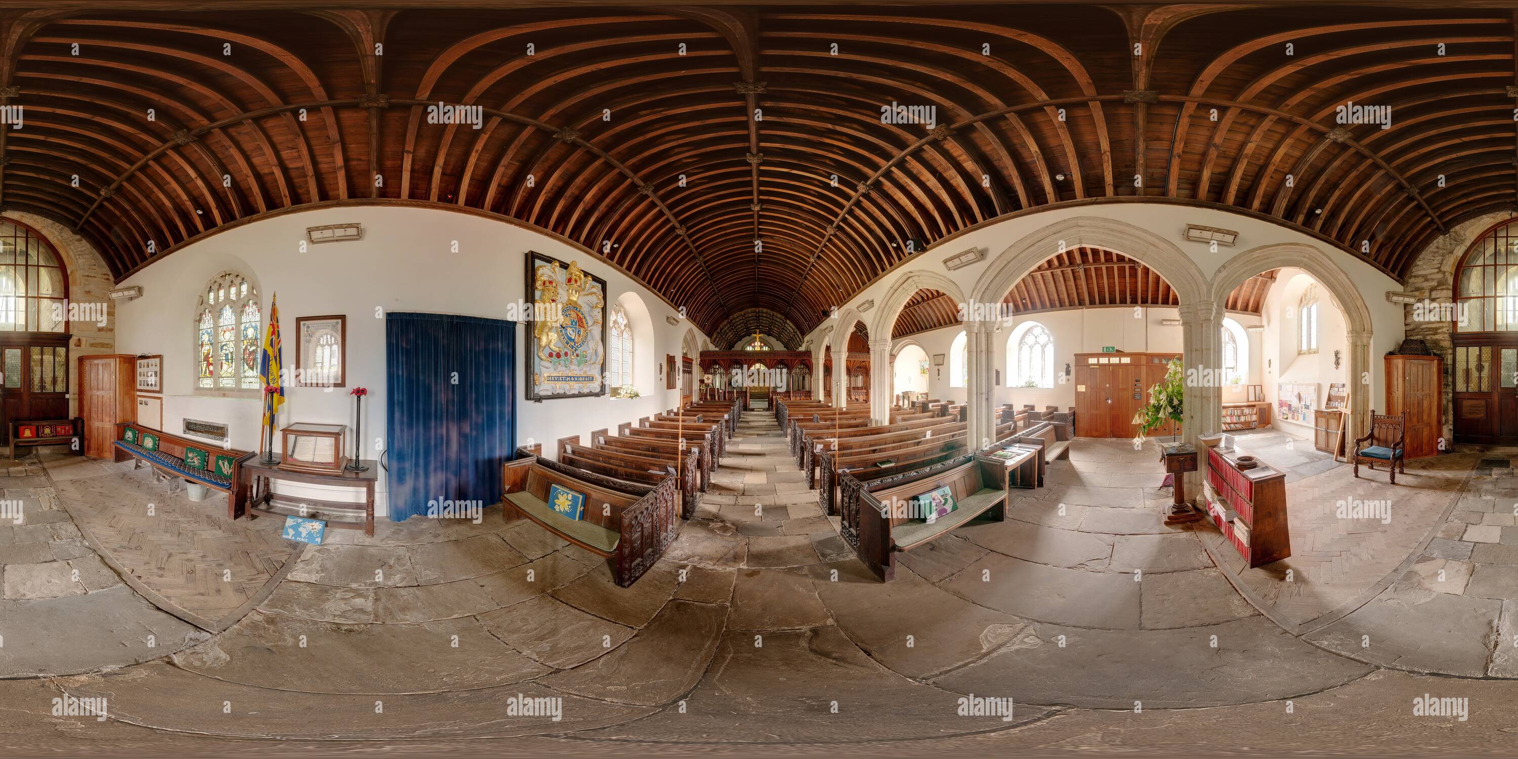 360 degree panoramic view of St Newlyn East Church, the Nave