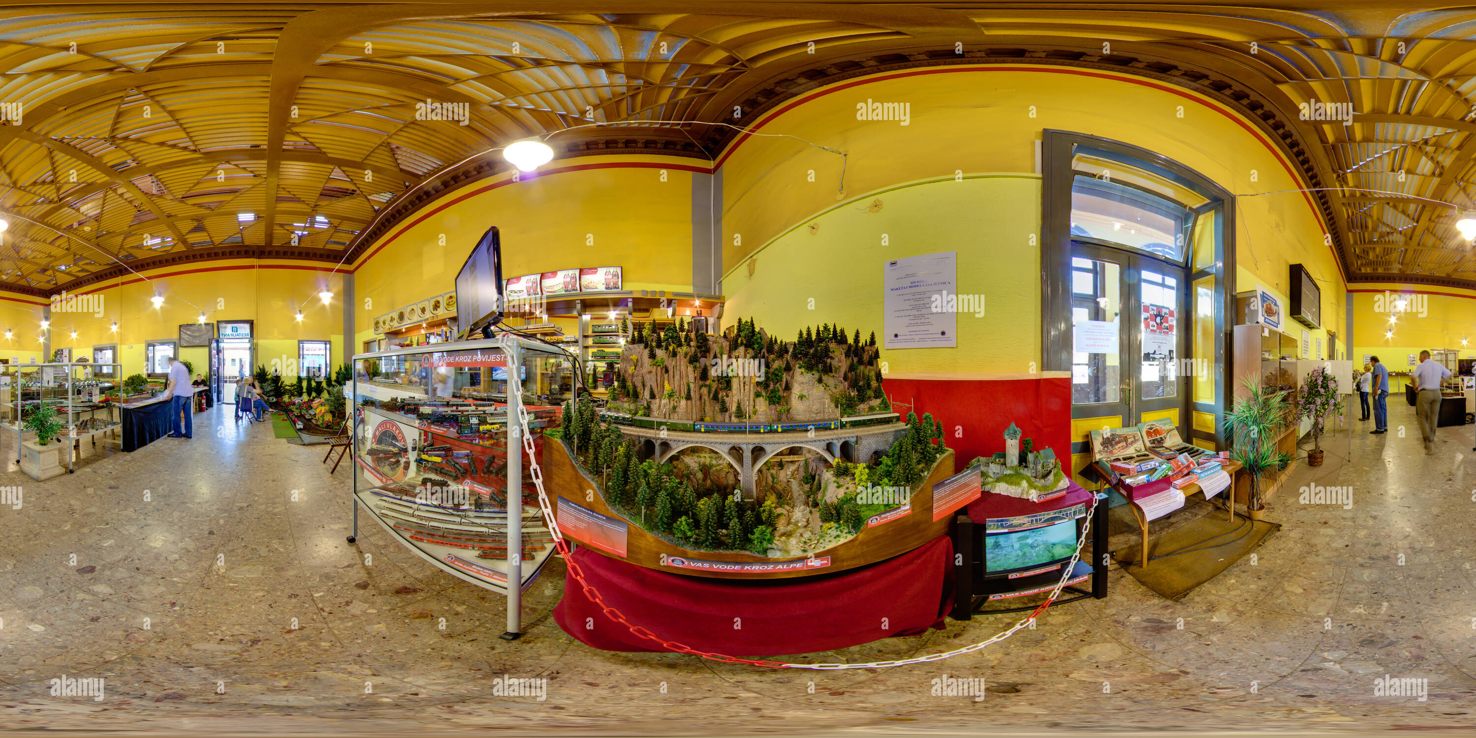 360 degree panoramic view of Model railway exhibition at the Main Train Station 2