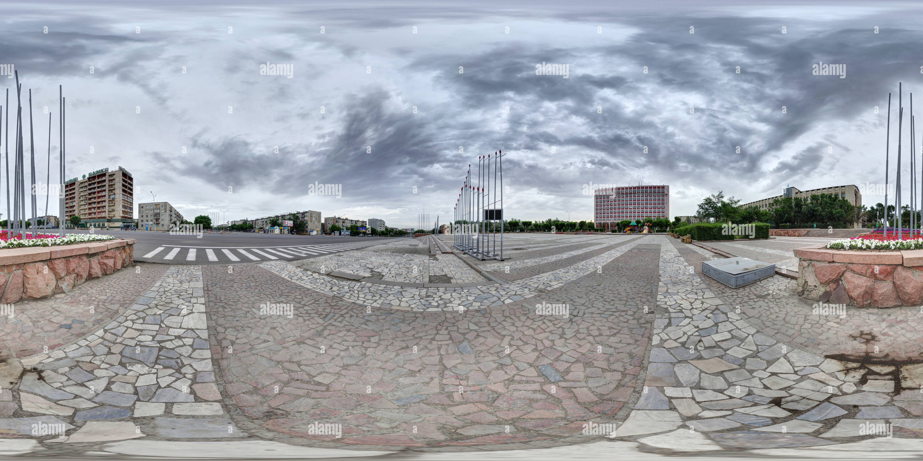 360 degree panoramic view of Alash-khan Square, Zhezkazgan