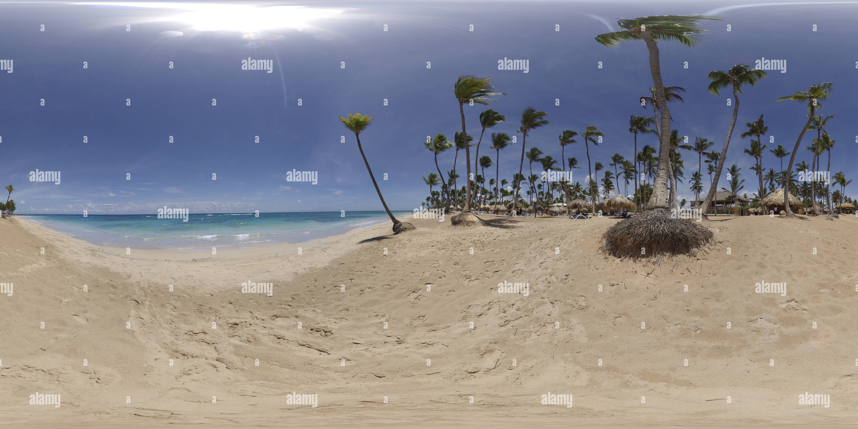 360° view of Sirenis Punta Cana resort coconut beach in Uvero Alto, Dominican Republic Alamy