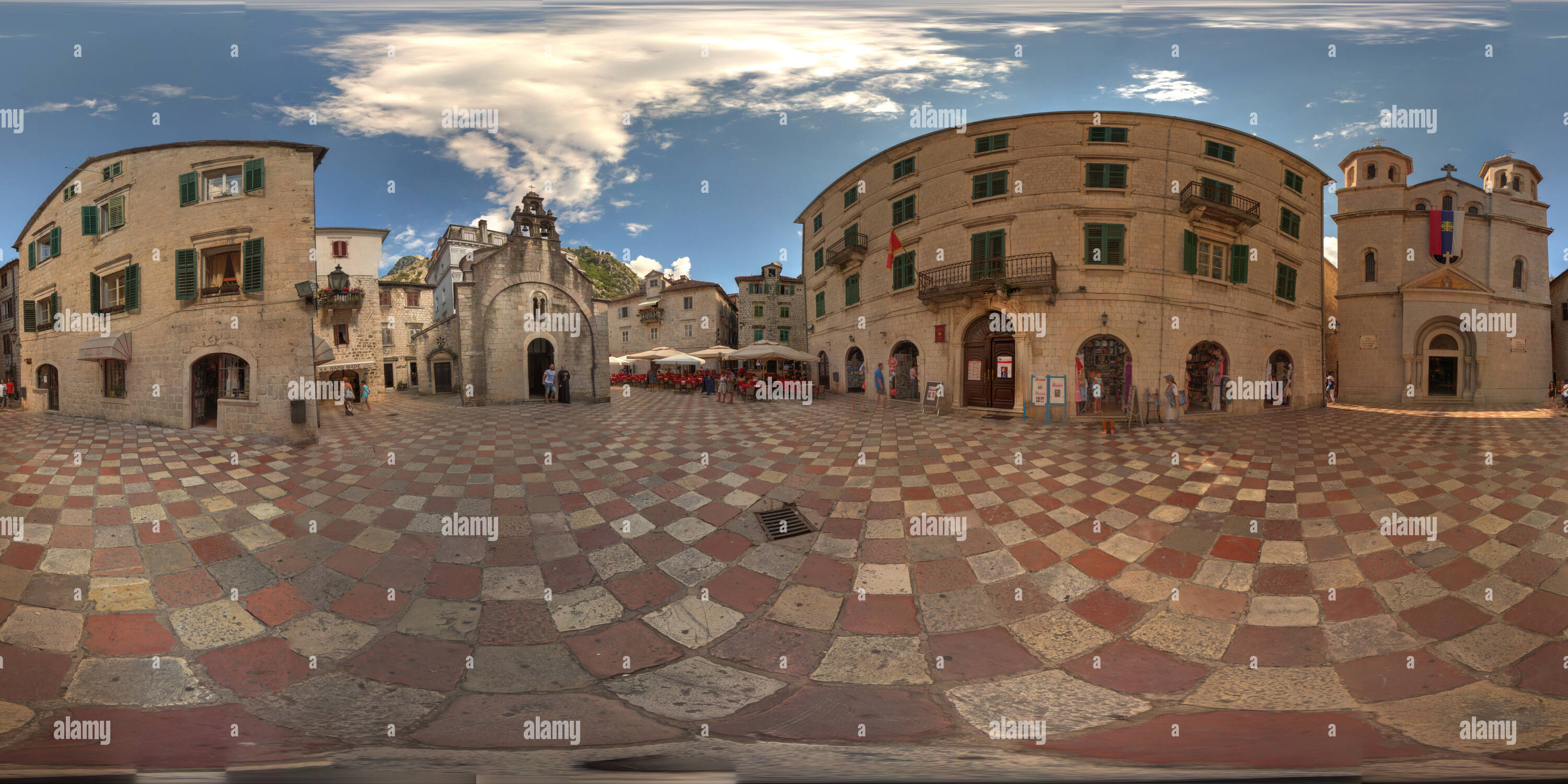 360 degree panoramic view of Inside Kotor city walls