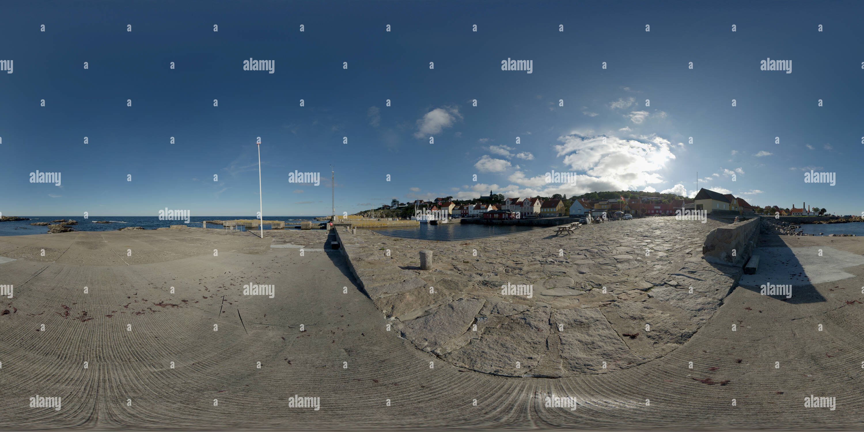 360° view of Gudhjem Harbour on Bornholm 2 Alamy