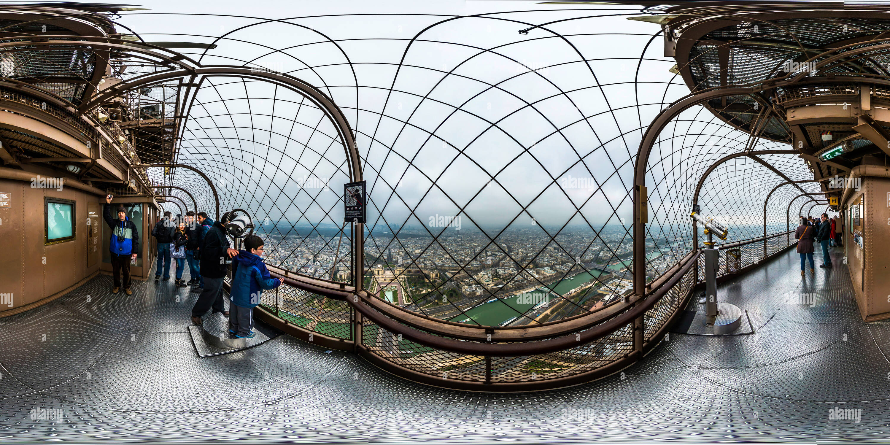 360 degree panoramic view of View from the top deck of the Eiffel Tower