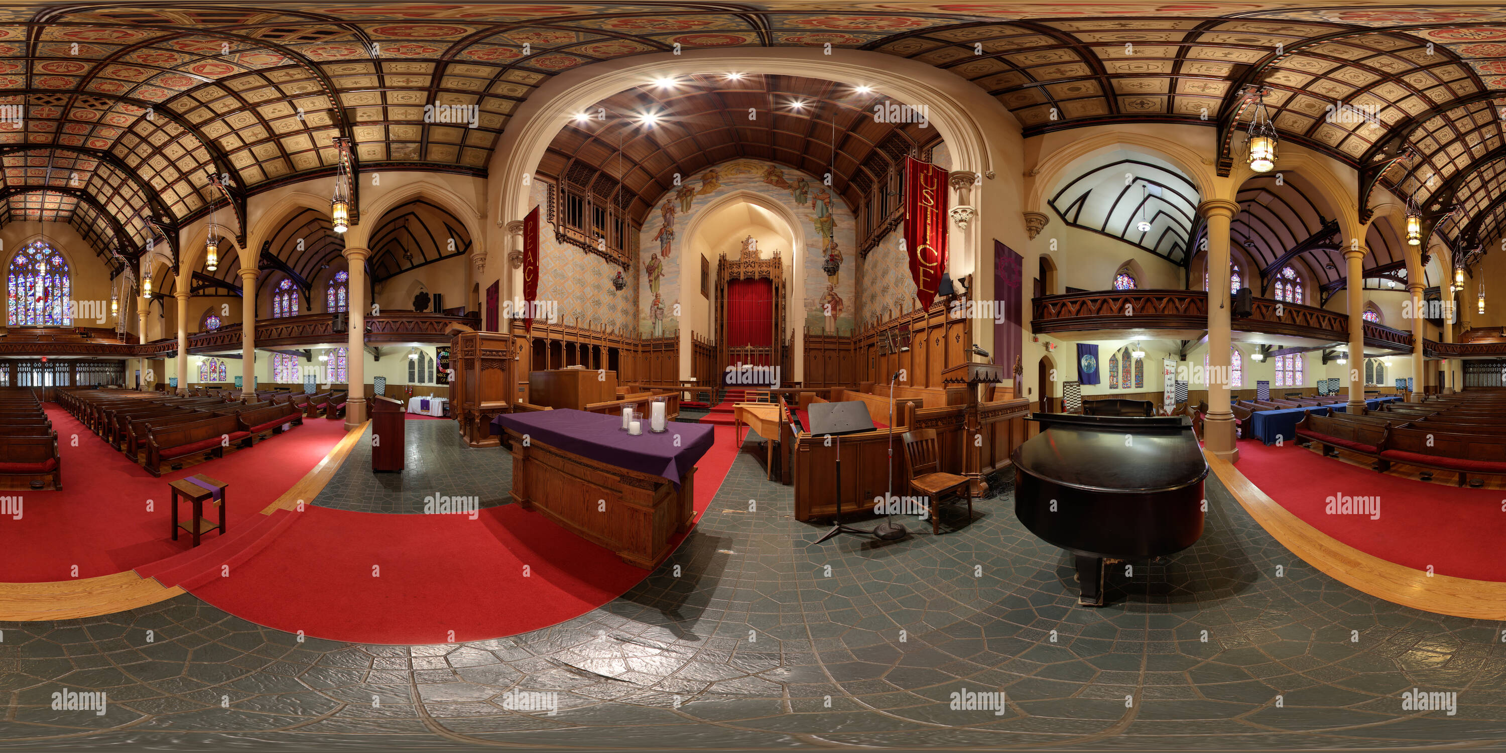 360 degree panoramic view of Central Methodist Church, Altar