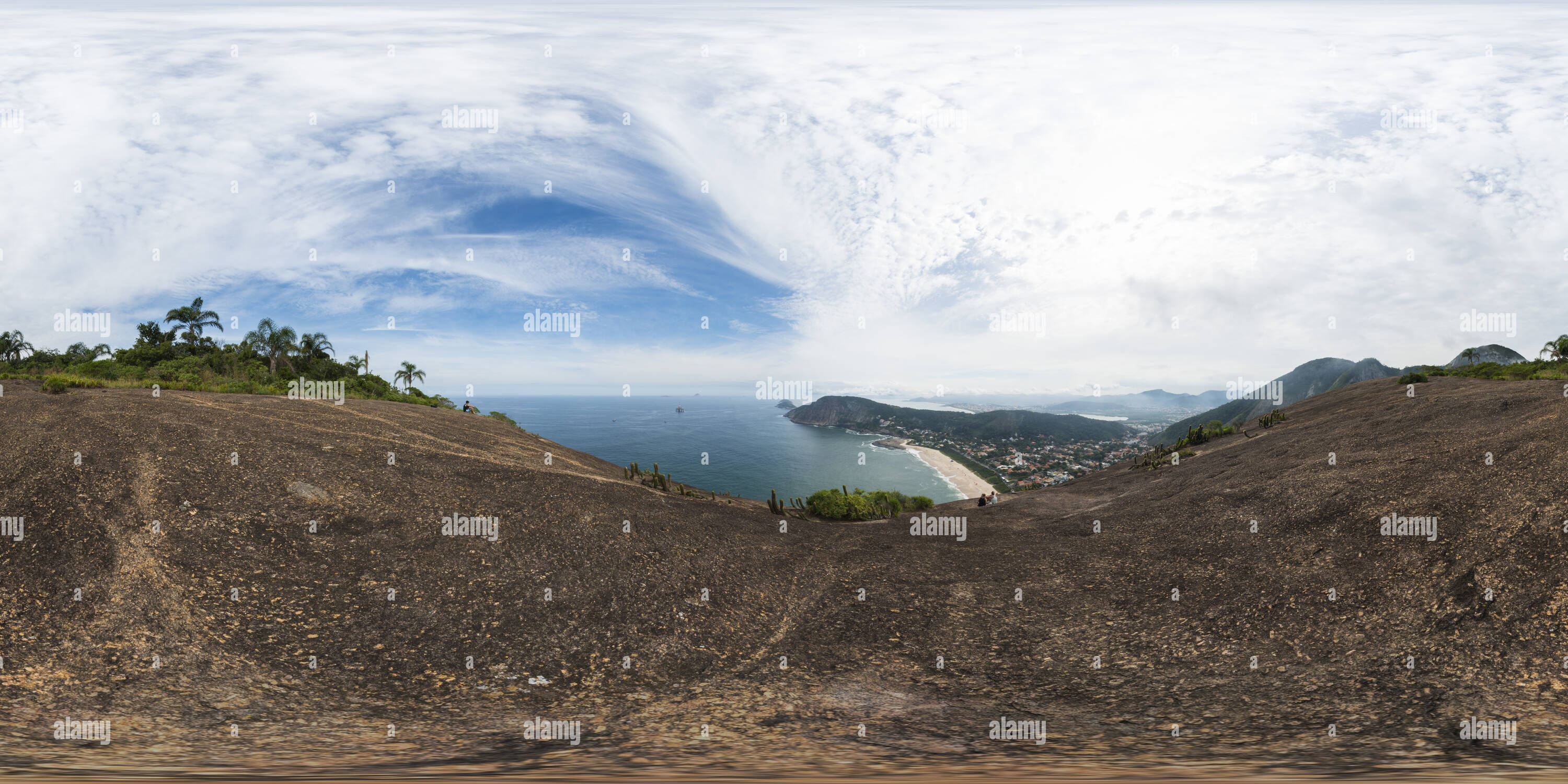 360 degree panoramic view of Coast Itacoatiara on top, Brazil