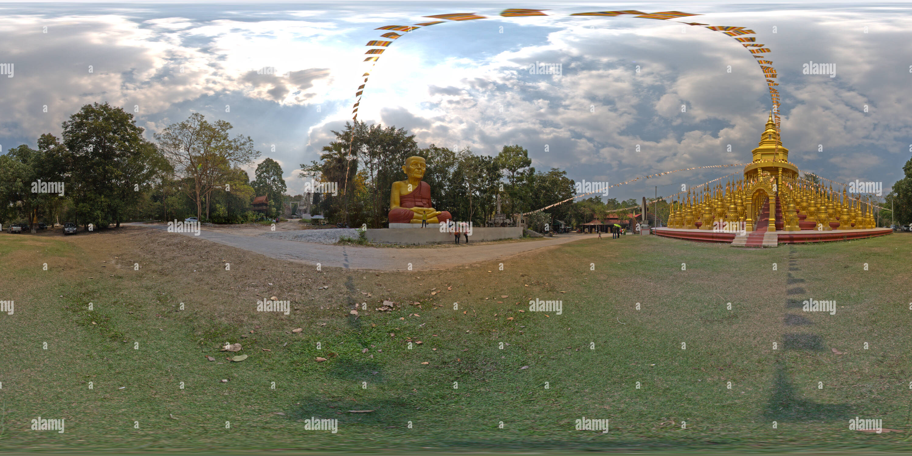 360 degree panoramic view of Wat Pa Sawang Bun, Saraburi, Thailand