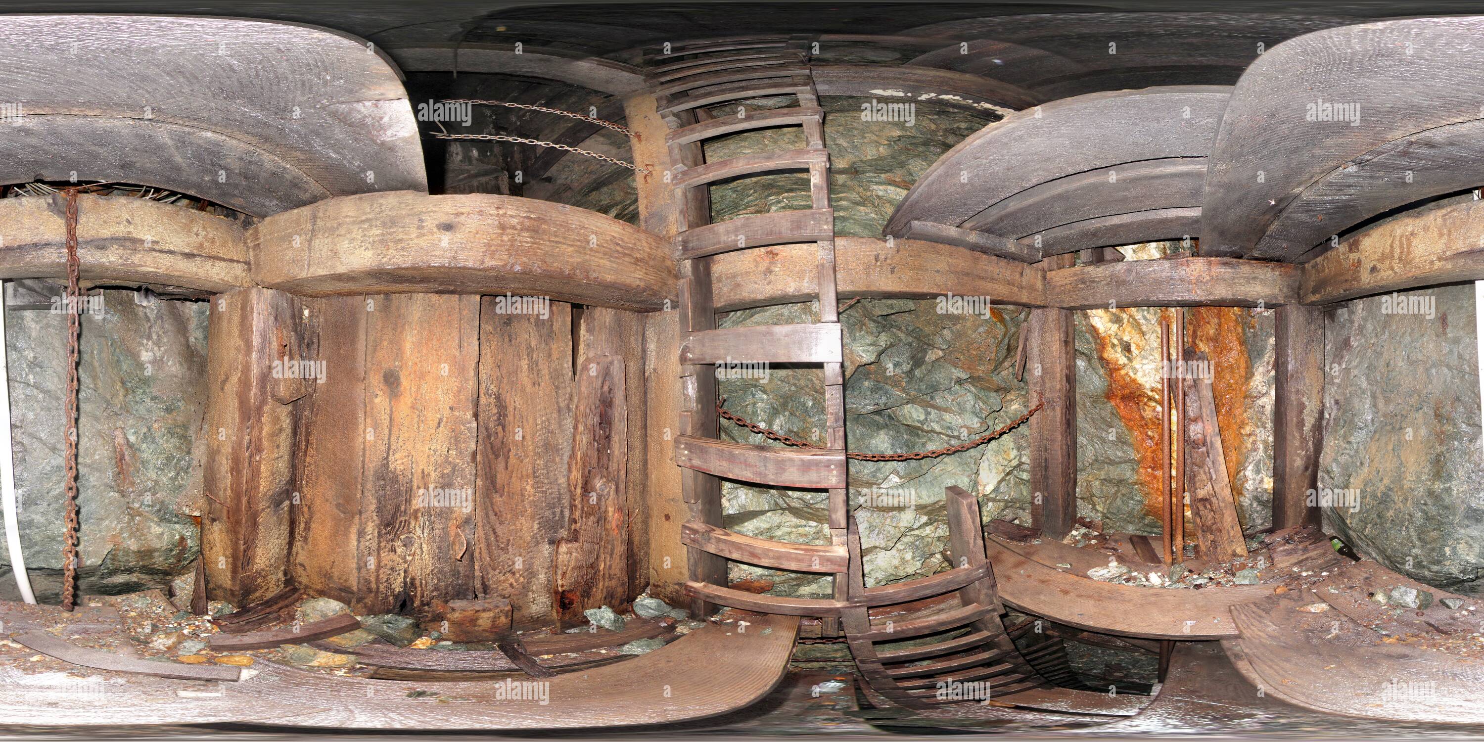 360 degree panoramic view of Houghton Mine - 800 level secondary escape manway #4 platform