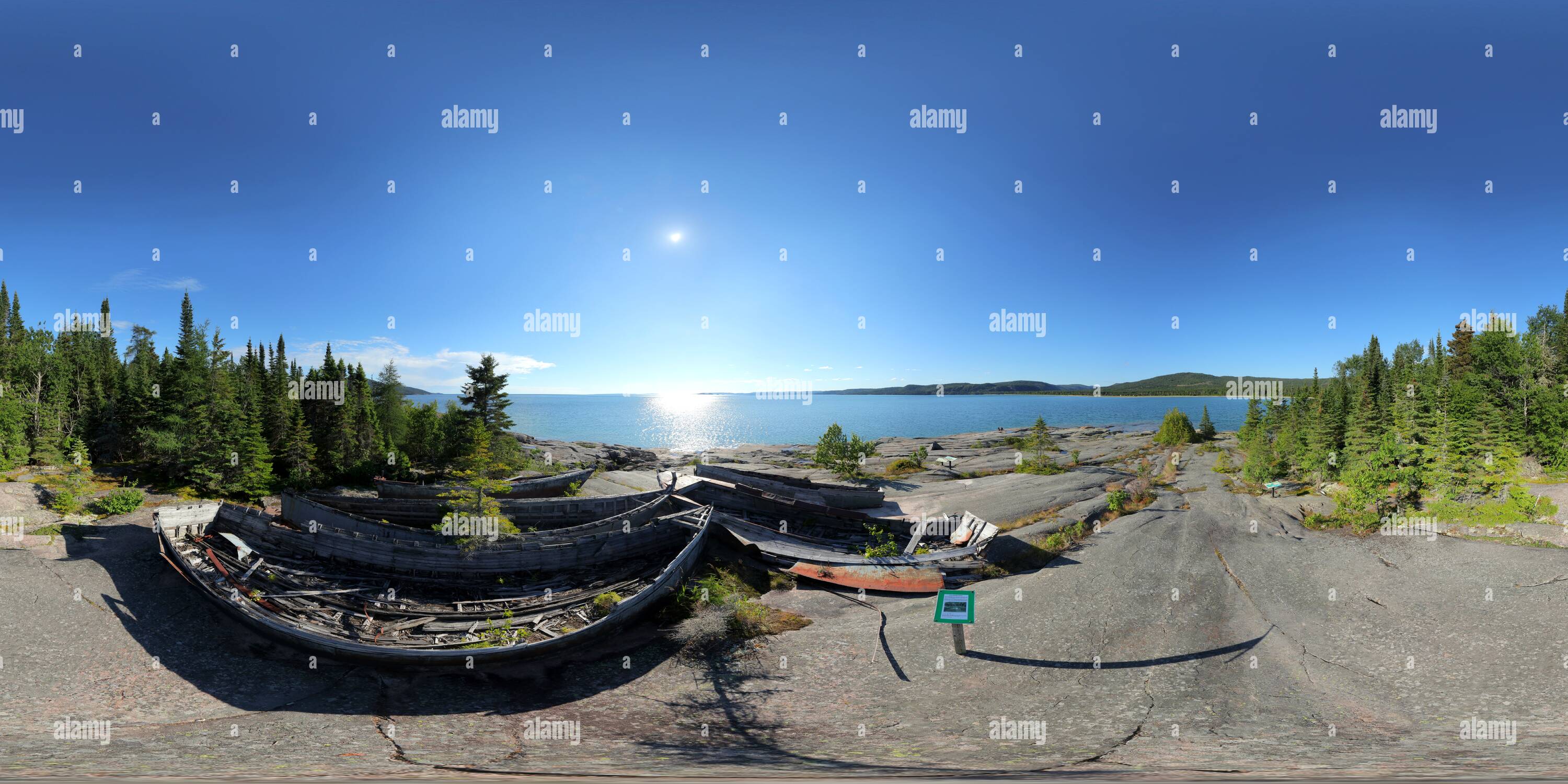 360° view of Prisoner Cove Neys Camp 100 logging boats [2] Alamy