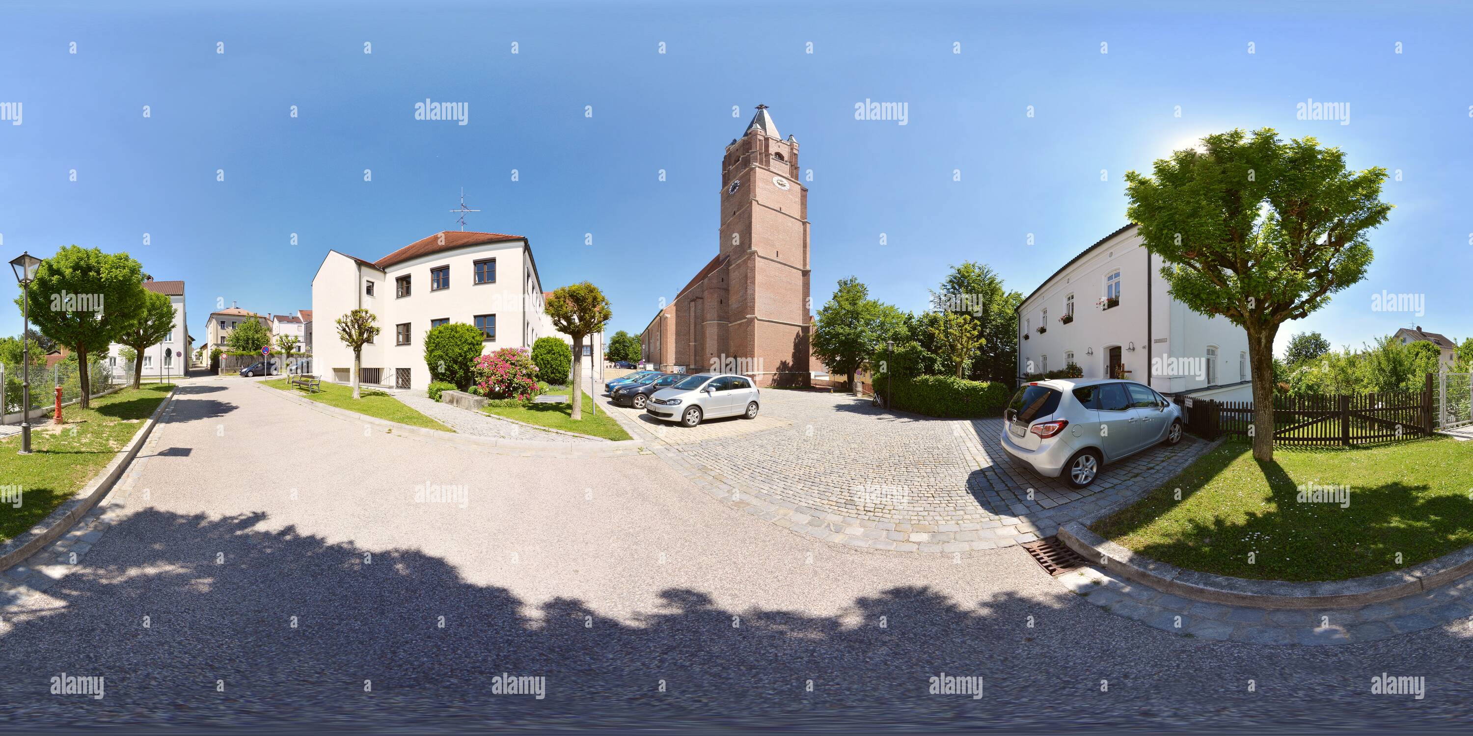 360 degree panoramic view of Eggenfelden - Parishchurch Saint Nicolaus exterior