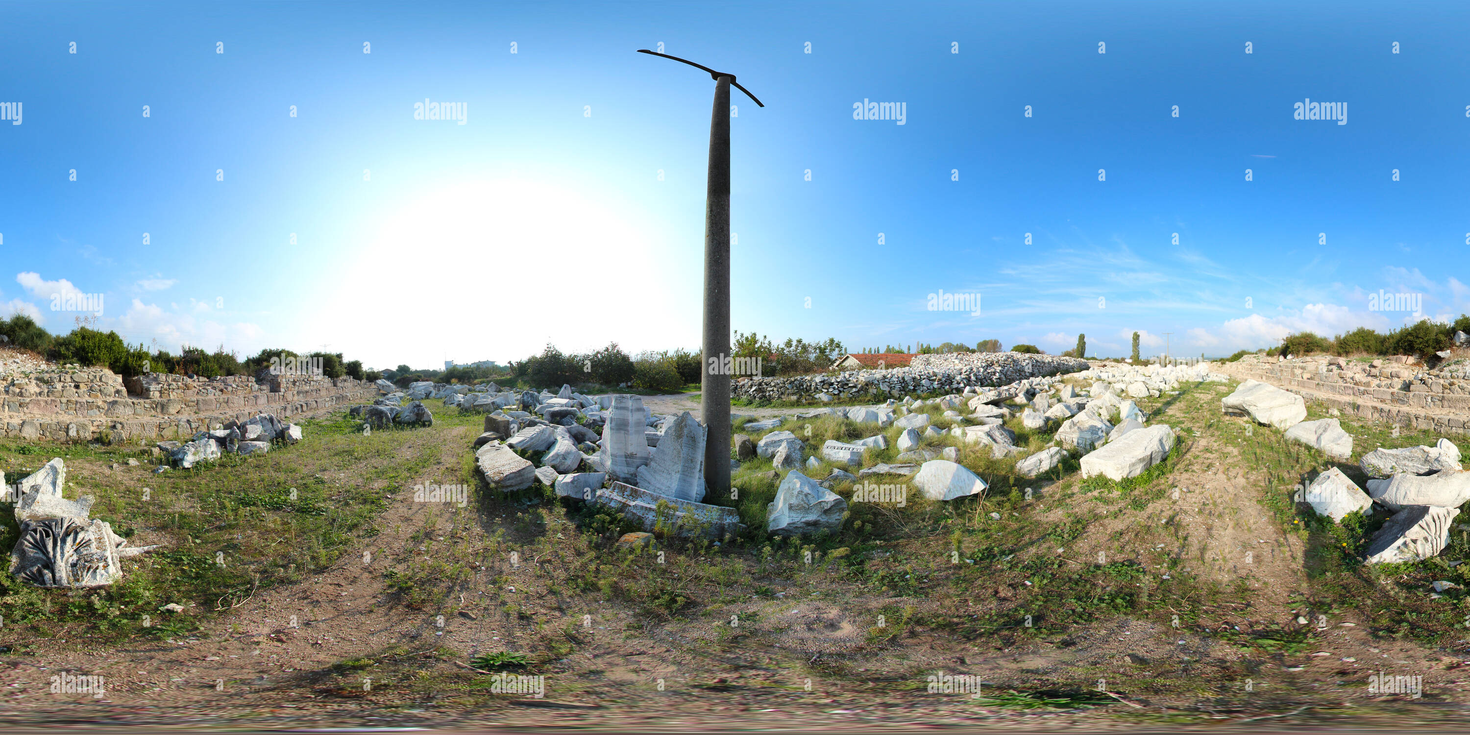 360 degree panoramic view of Ancient city of Kyzikos Erdek / Erdek District