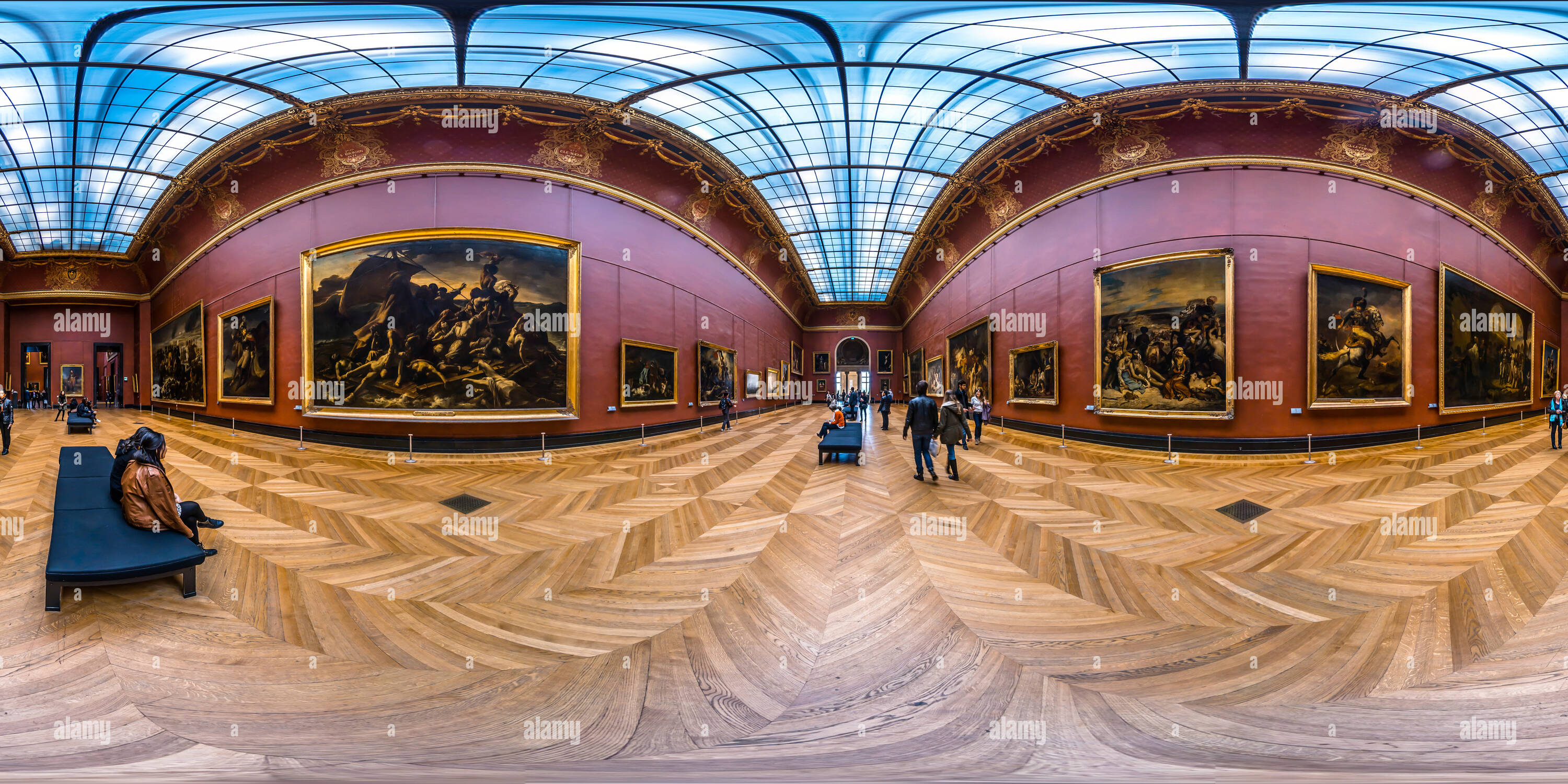360 degree panoramic view of Théodore Géricault, Raft of the Medusa, Room 77, Denon, Louvre