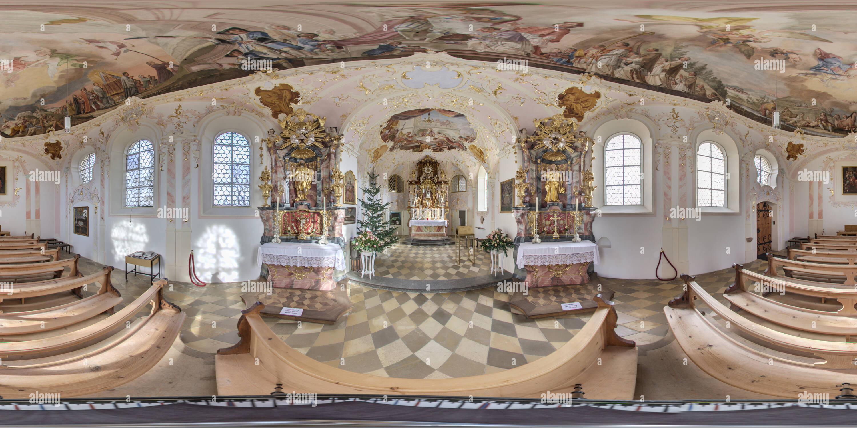 360 degree panoramic view of Gnadenkapelle Wallfahrtskirche Mari Himmelfahrt