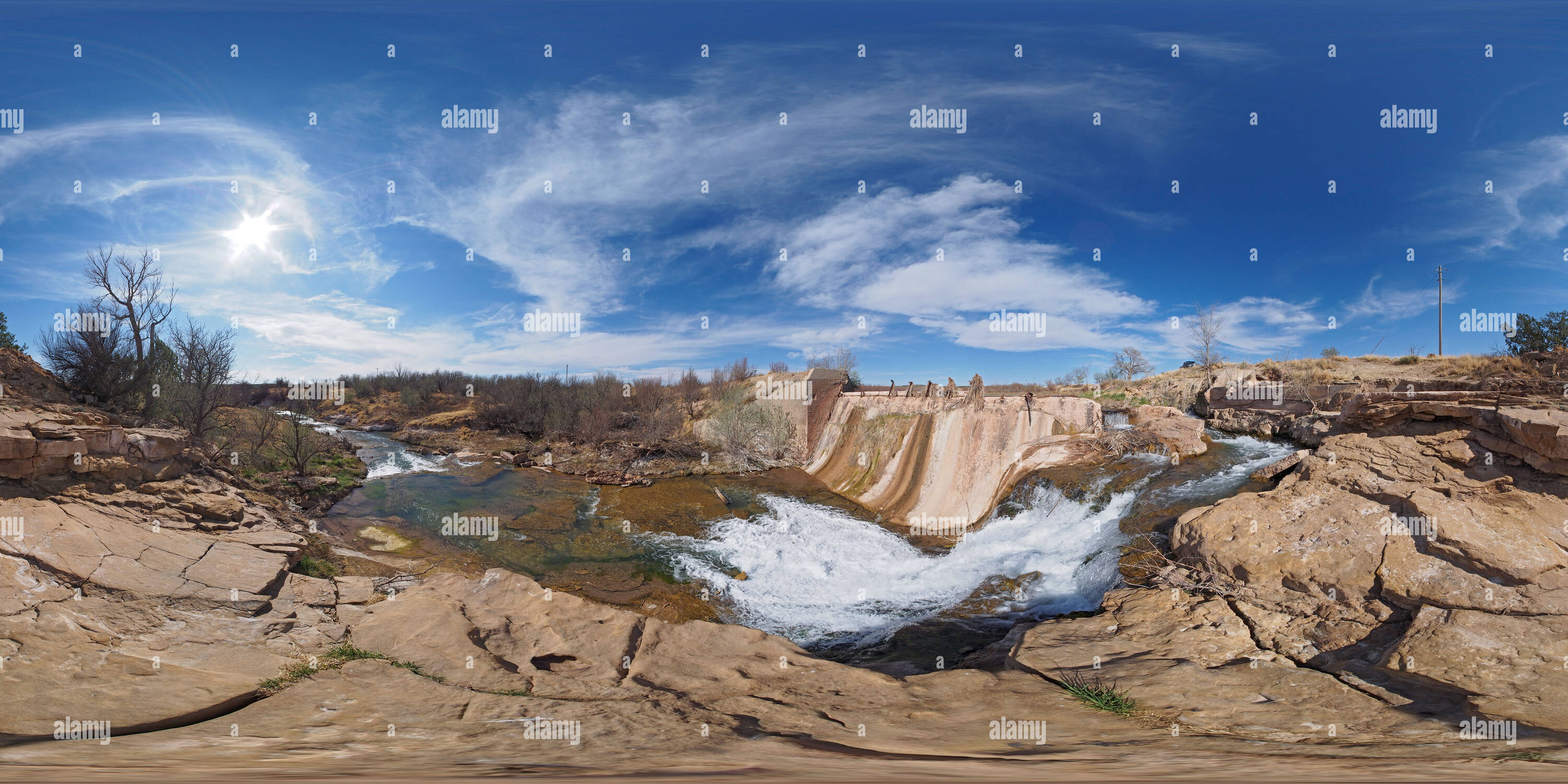 360° view of Site of power dam on the Pecos River Alamy