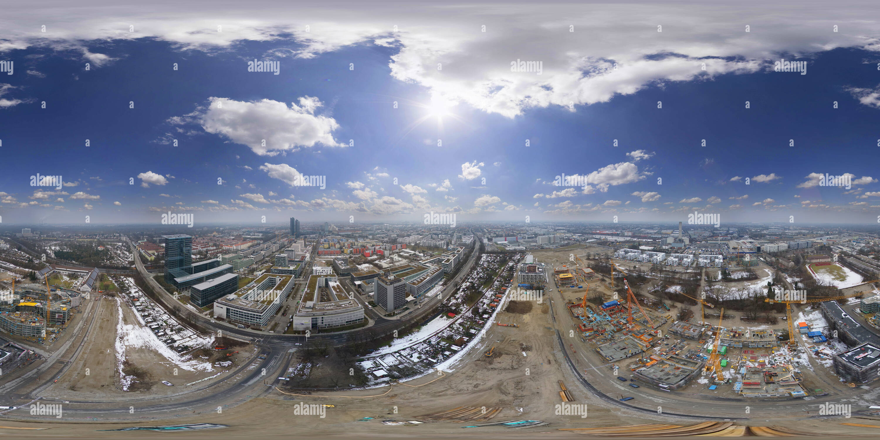 Categorie Ik was mijn kleren astronaut 360° view of Building Site Munich North, Domagkstrasse - Frankfurter Ring,  Aerial View - Alamy