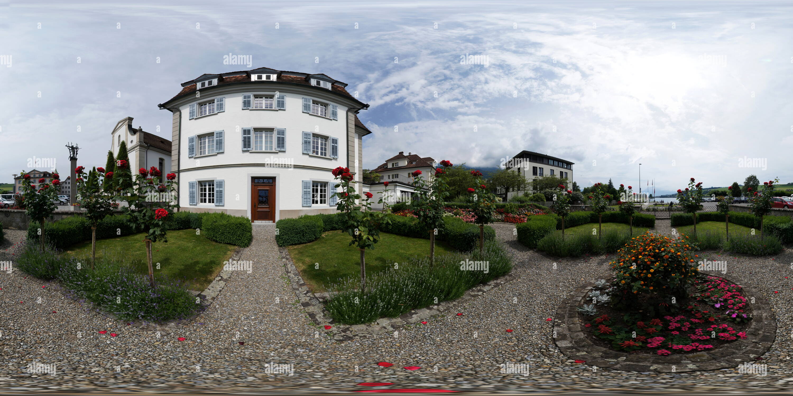 360 degree panoramic view of Switzerland Schwyz Kuessnacht Rathaus