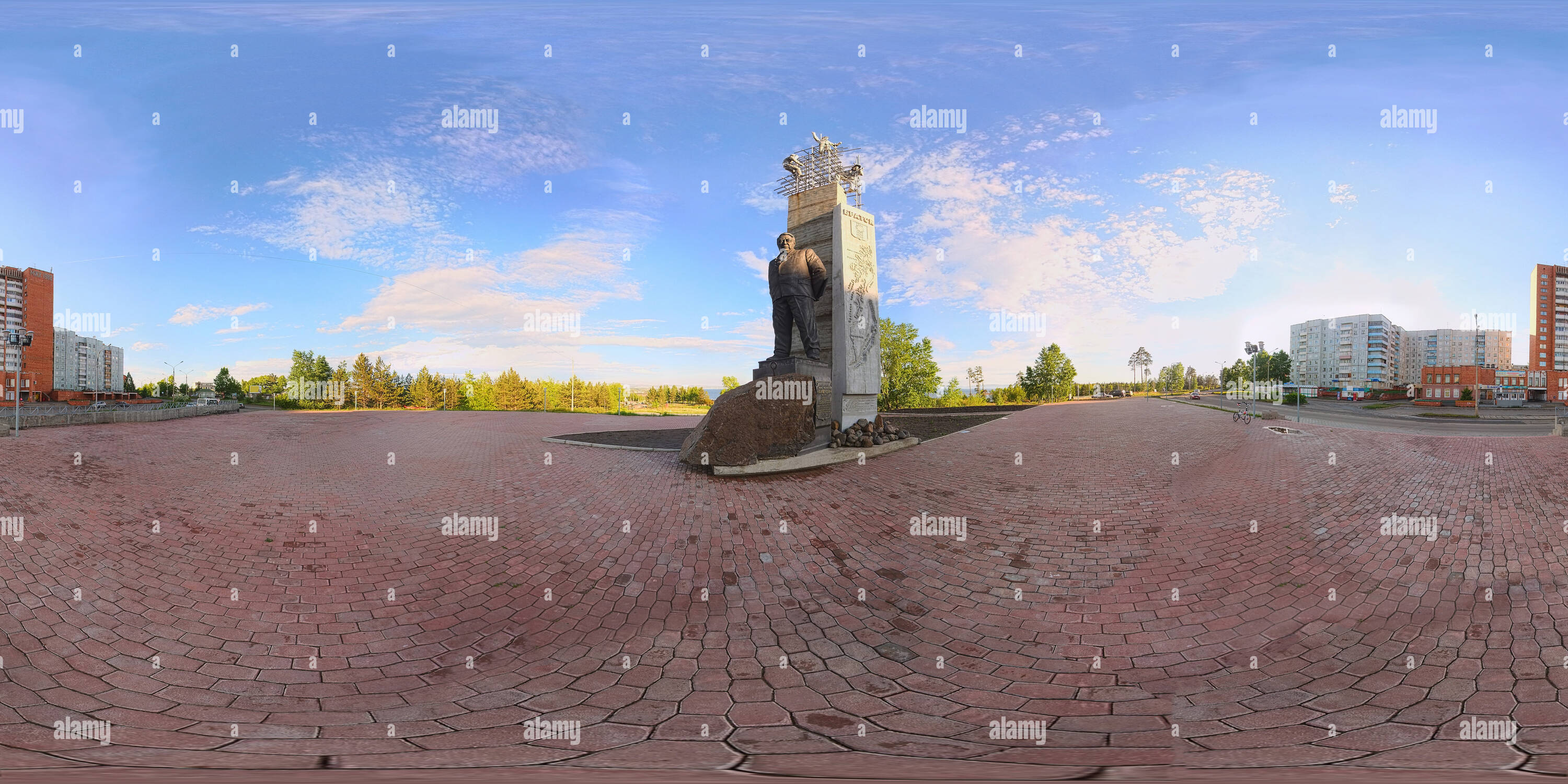 360 degree panoramic view of Memorial of the first builders of Bratsk and the first chief of Bratskgesstroy - Naymushin Ivan