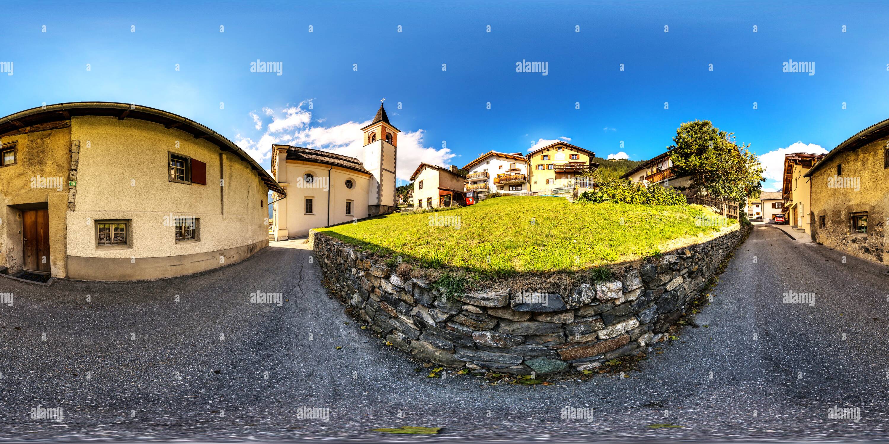 360 degree panoramic view of Lain Grisons Switzerland