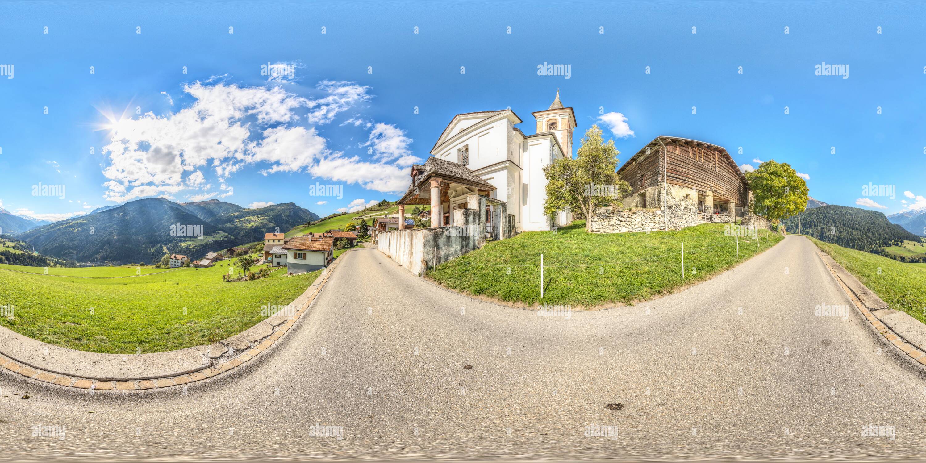 360 degree panoramic view of St.Johannes Baptista in Muldain 2 Switzerland