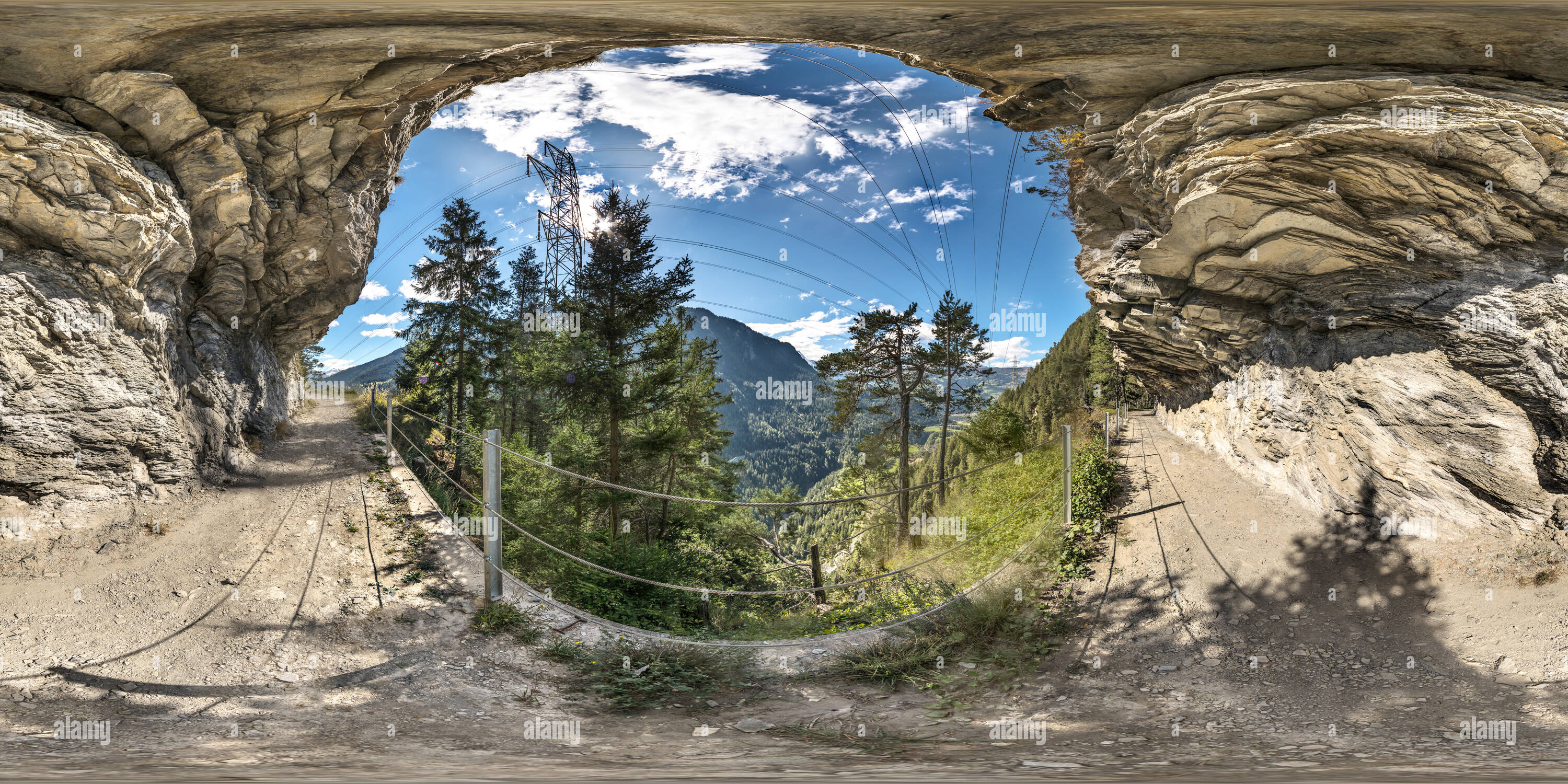 360 degree panoramic view of Schyn Gorge 5 Grisons Switzerland