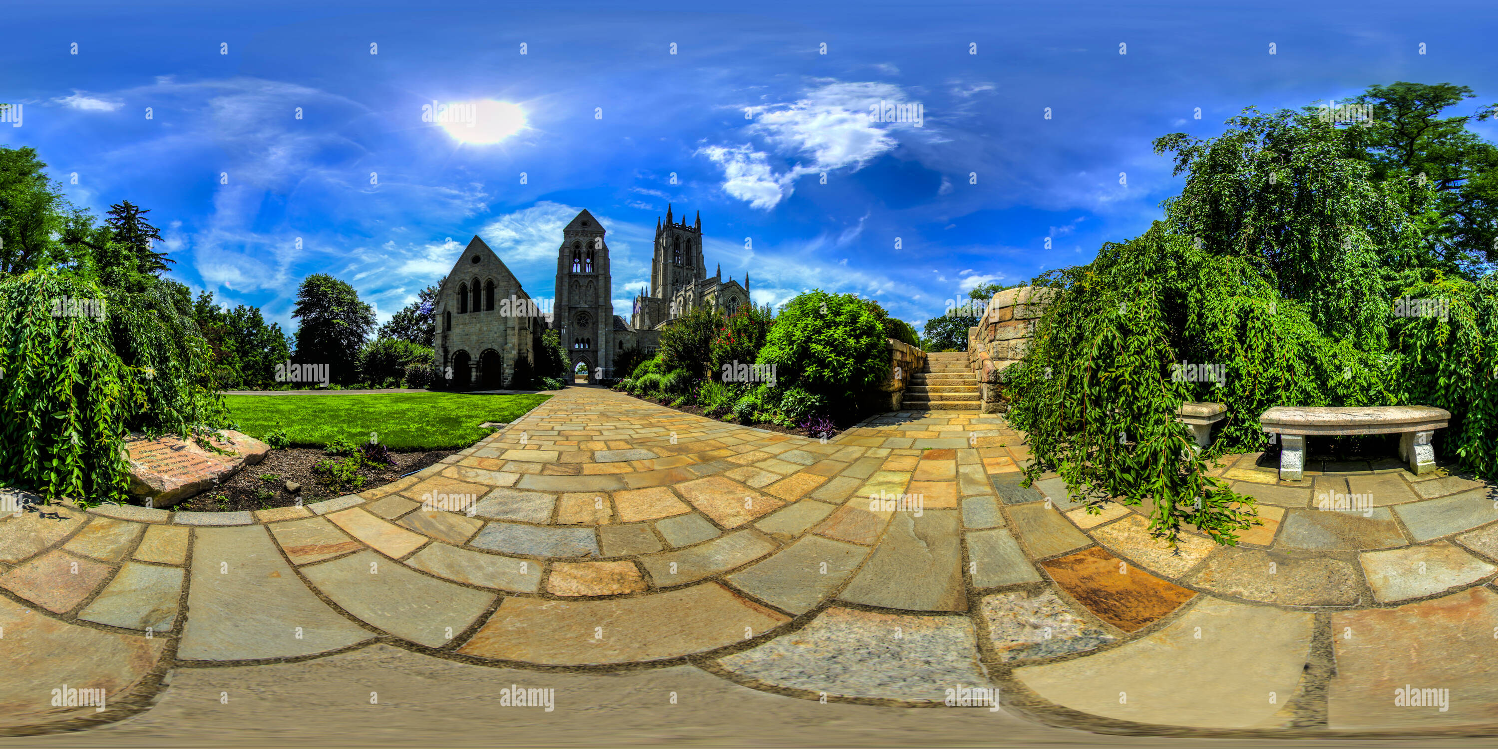 360 degree panoramic view of Bryn Athyn Cathedral Bryn Athyn Pa Garden View