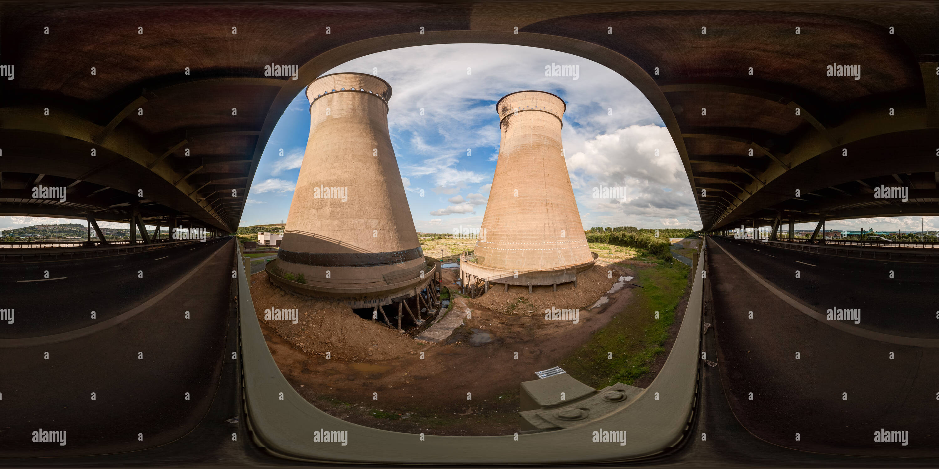 360 degree panoramic view of The now-demolished Tinsley towers near Meadowhall, Sheffield