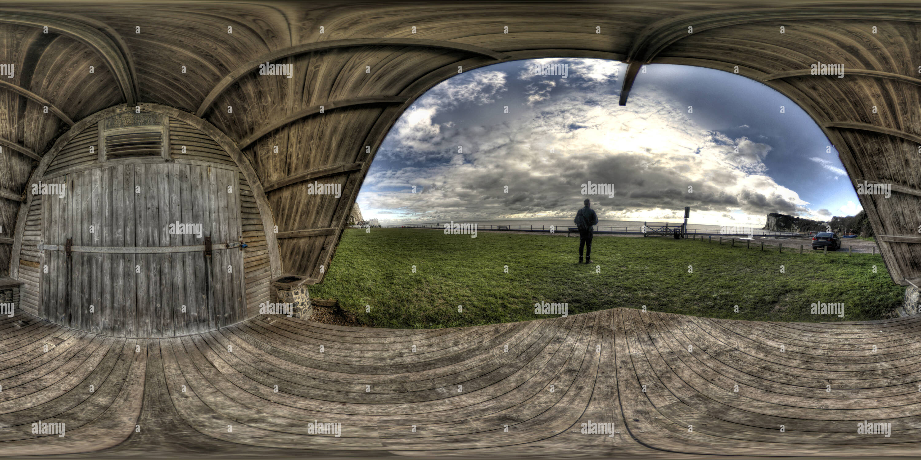 360° view of St Margaret's Bay Boathouse Cliffs English Channel Version