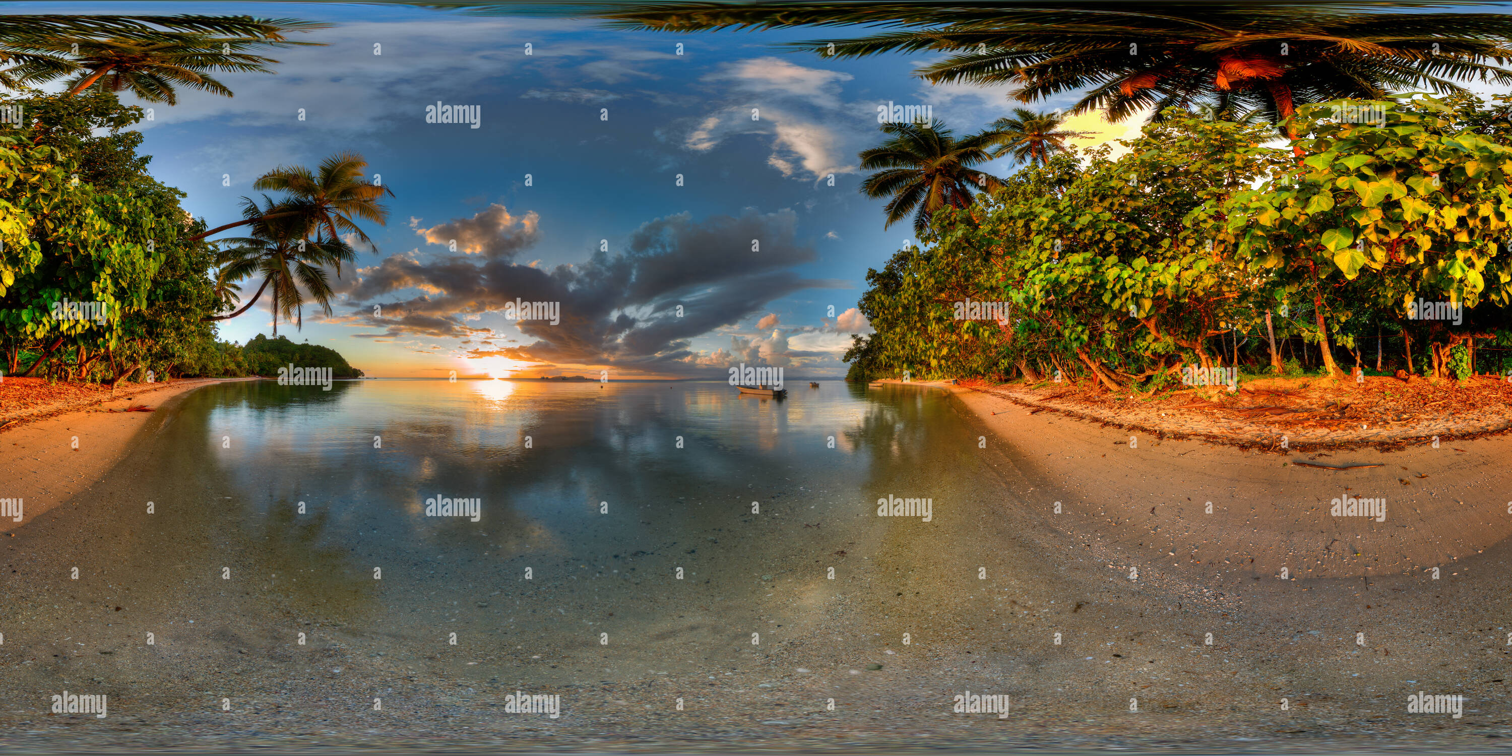 360 degree panoramic view of Sunset glow on Beqa Lagoon