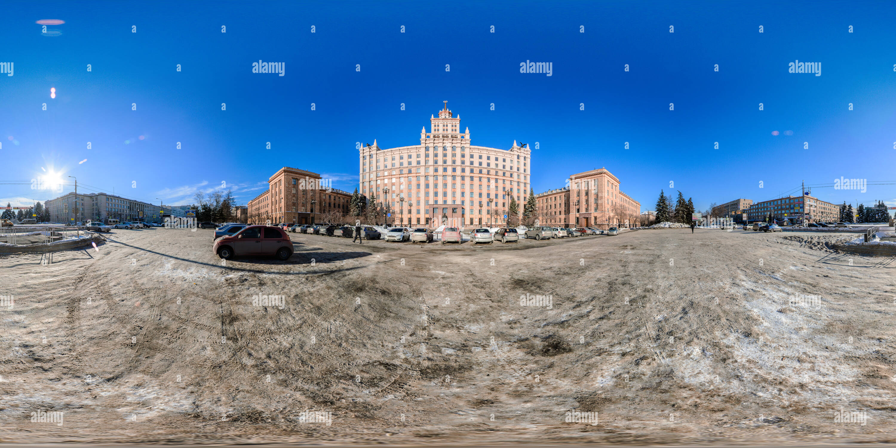 360 degree panoramic view of South Ural state University. Chelyabinsk.