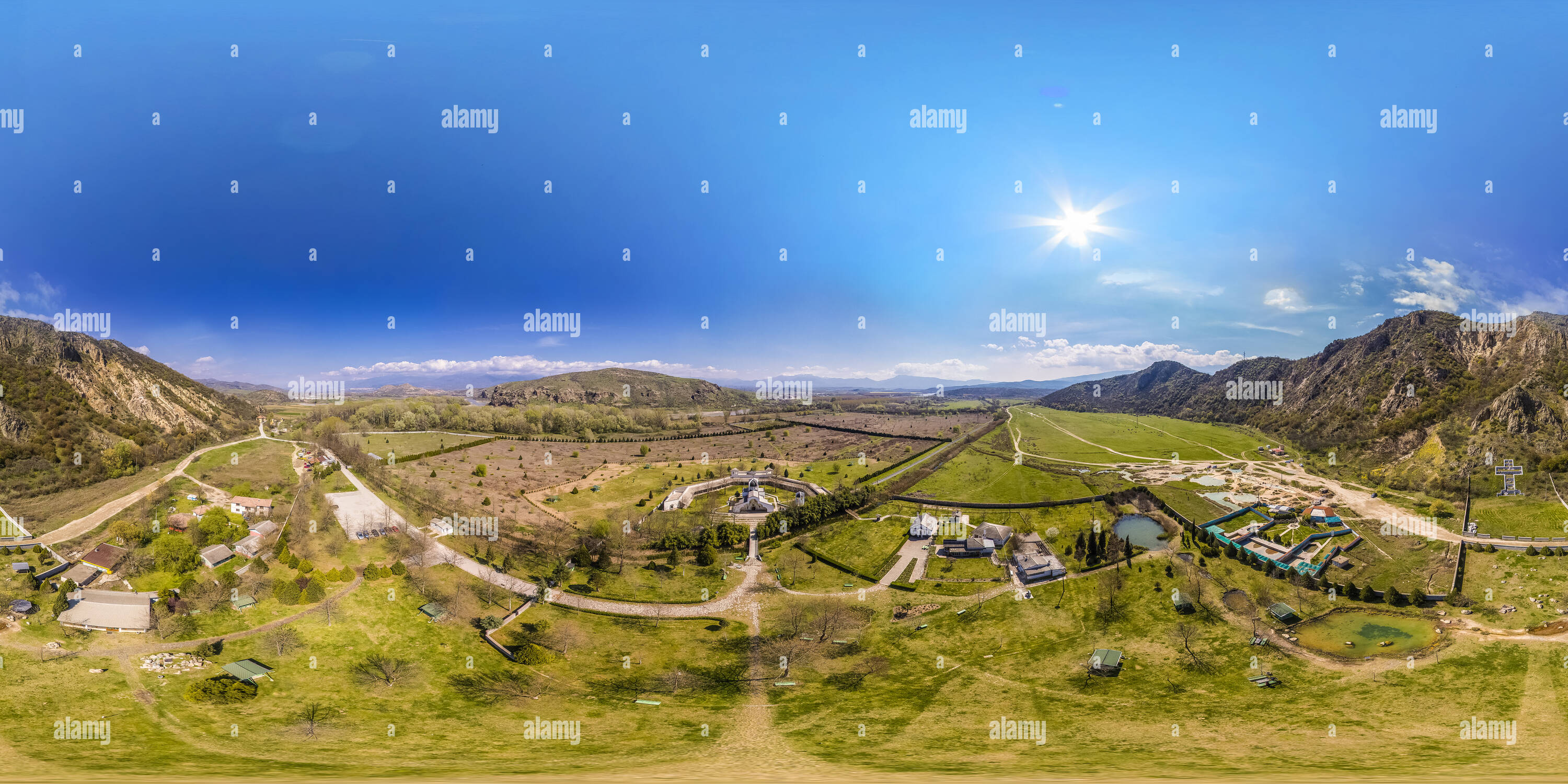 360° view of Aerial panorama of Rupite, Petrich, Bulgaria Alamy