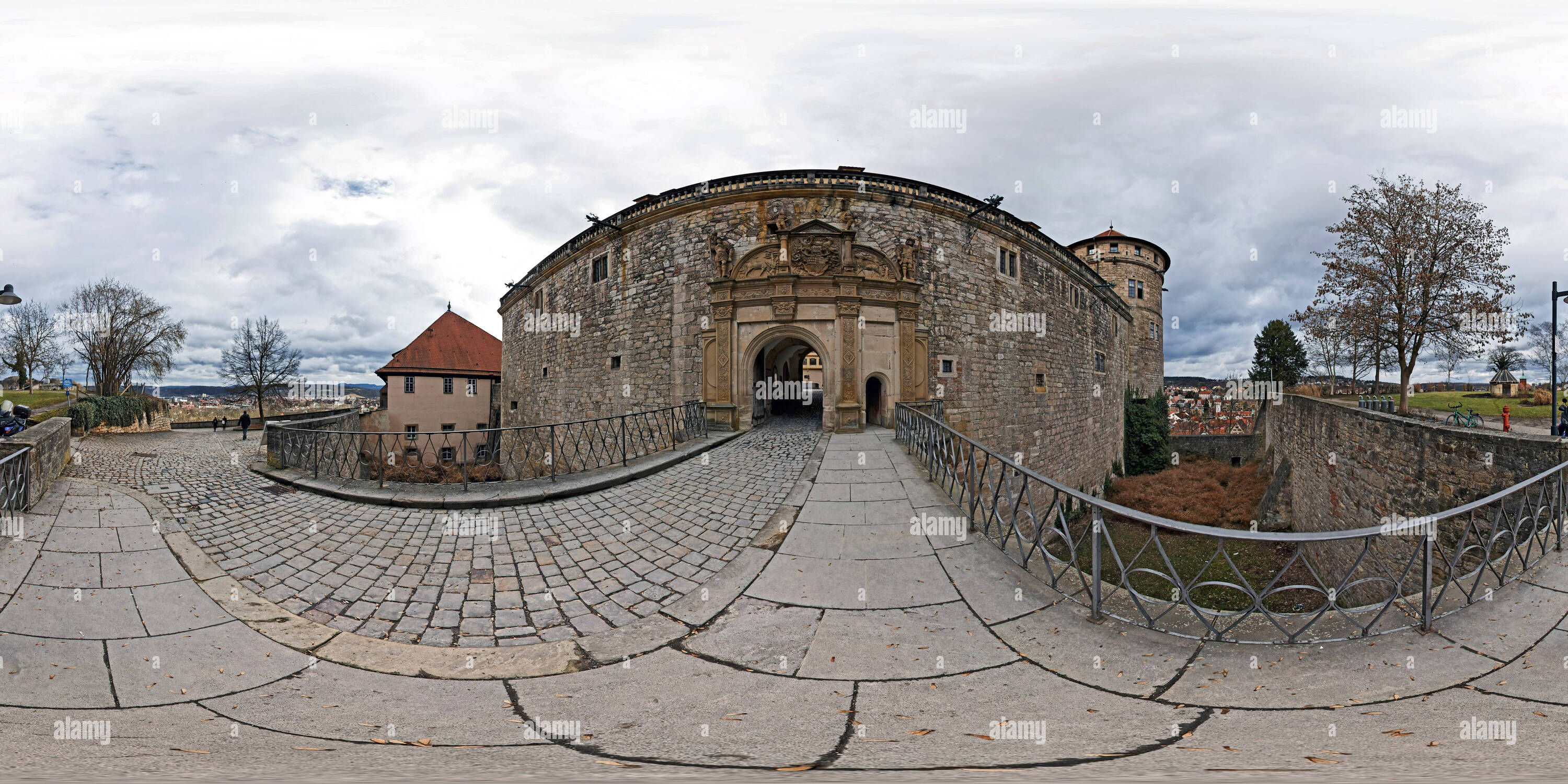 360° view of Tübingen, Castle Hohentübingen, Main Gate Alamy