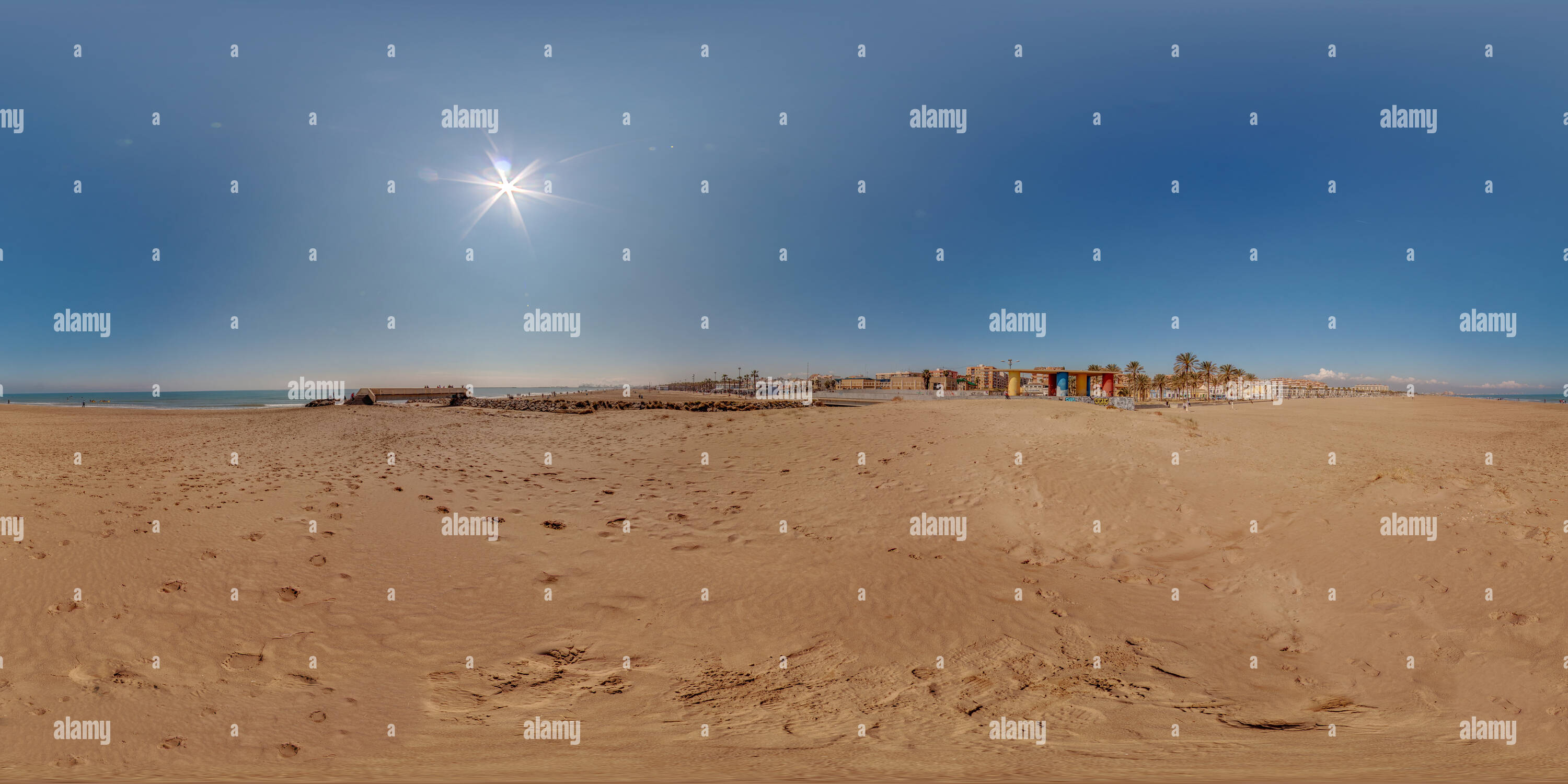 360° view of Patacona Beach, Valencia City Alamy