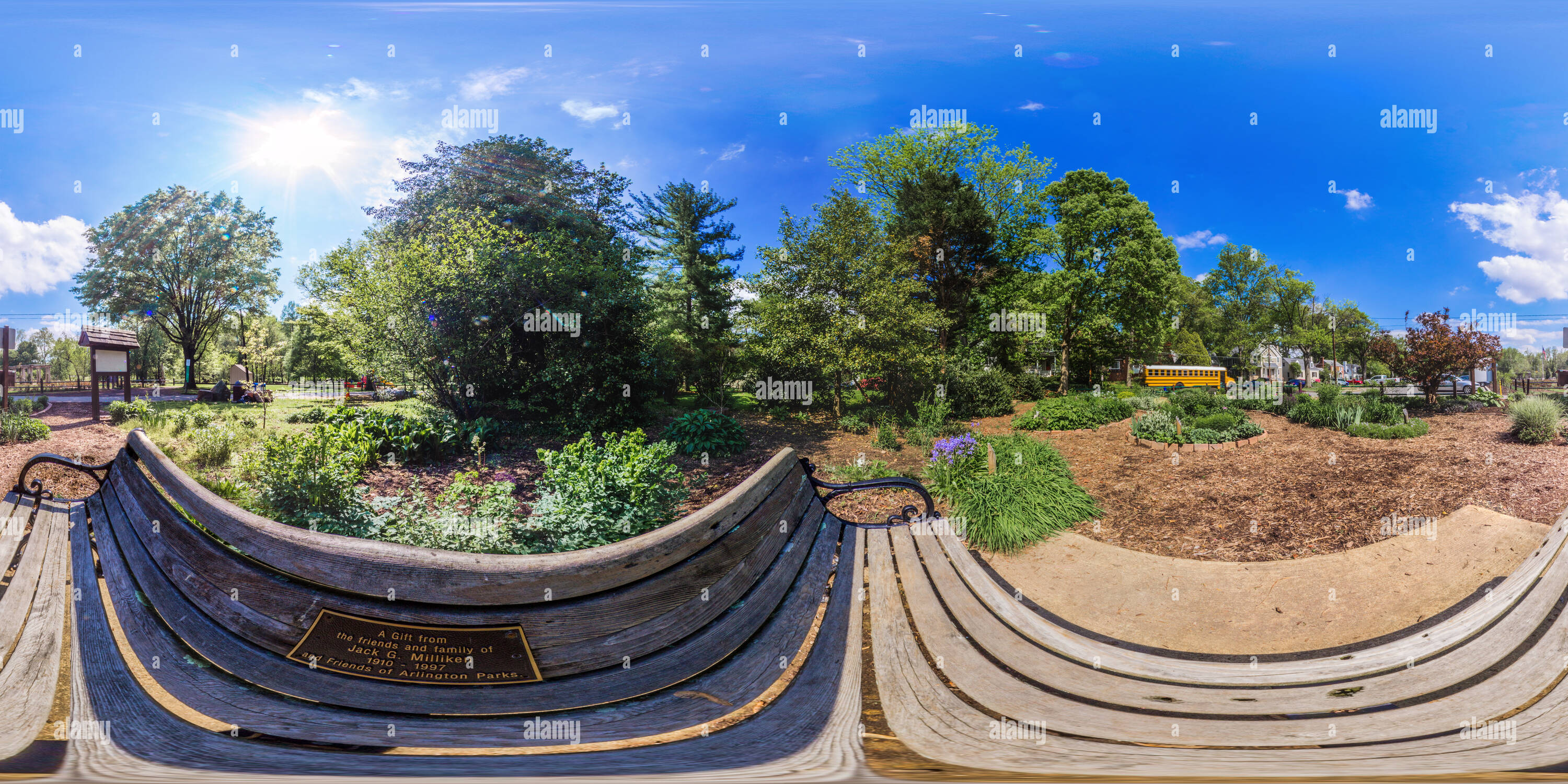 360 degree panoramic view of Bon Air Park Bench, Arlington, Virginia