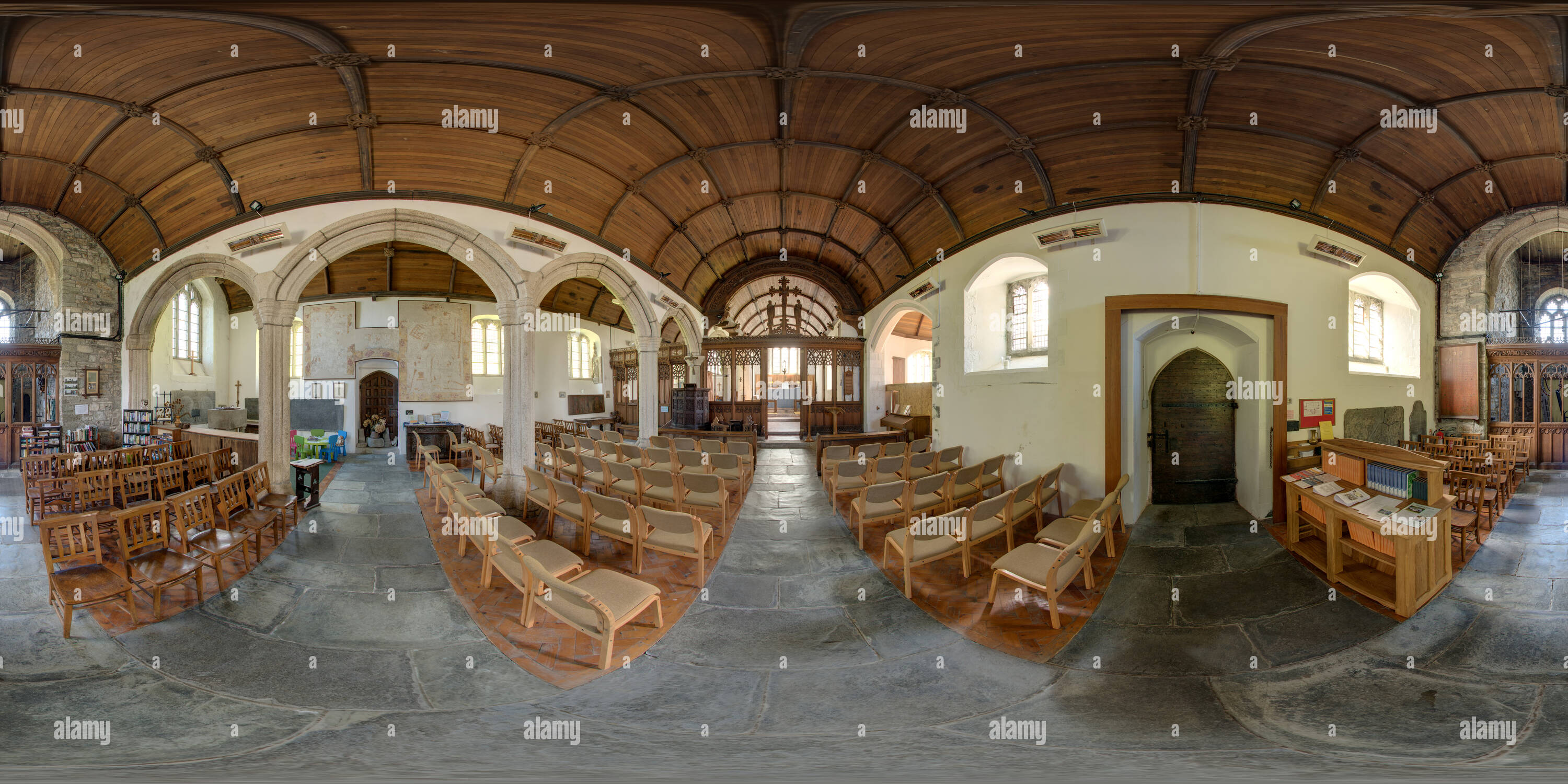 360 degree panoramic view of Poundstock Church, Cornwall