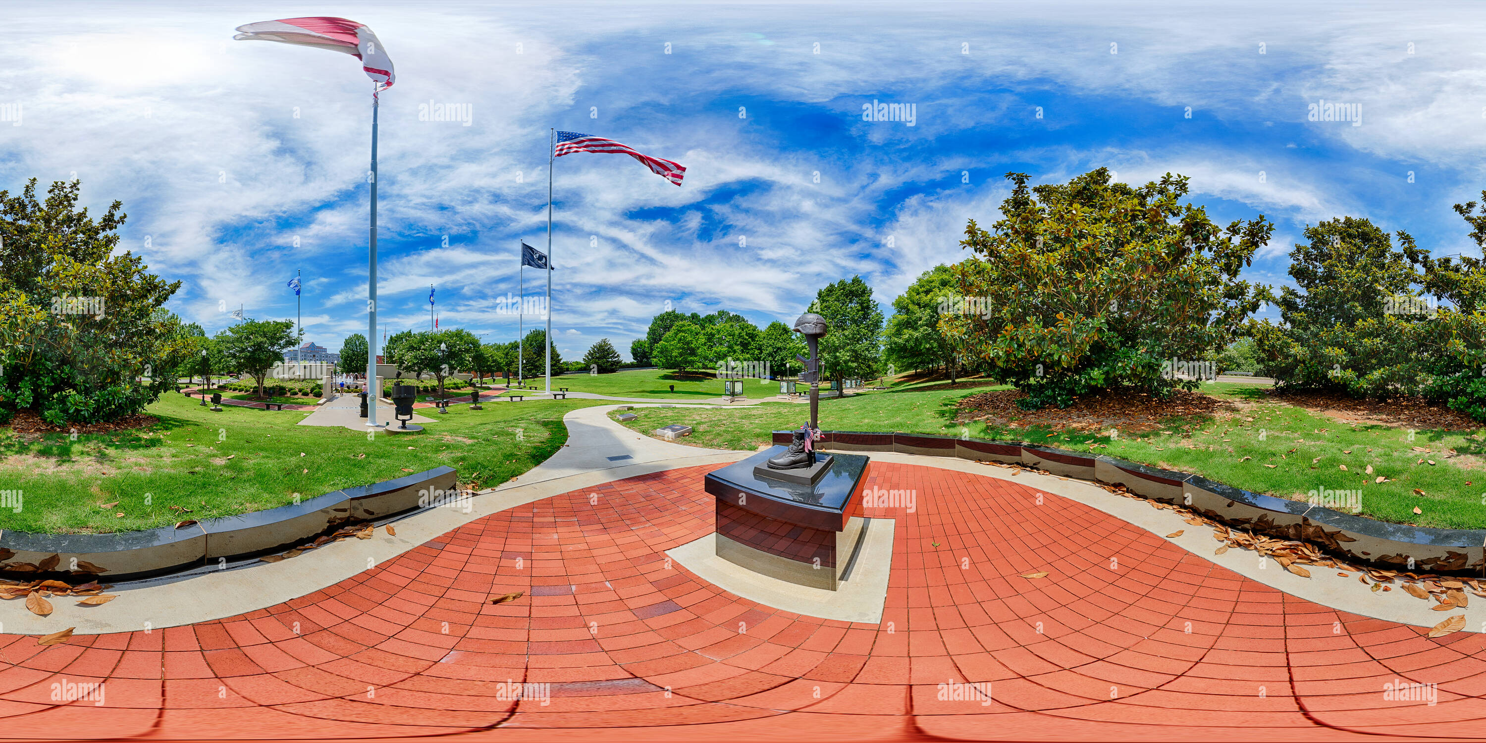 360 degree panoramic view of Veterans Memorial Park Battlefield Memorial Huntsville Alabama Usa