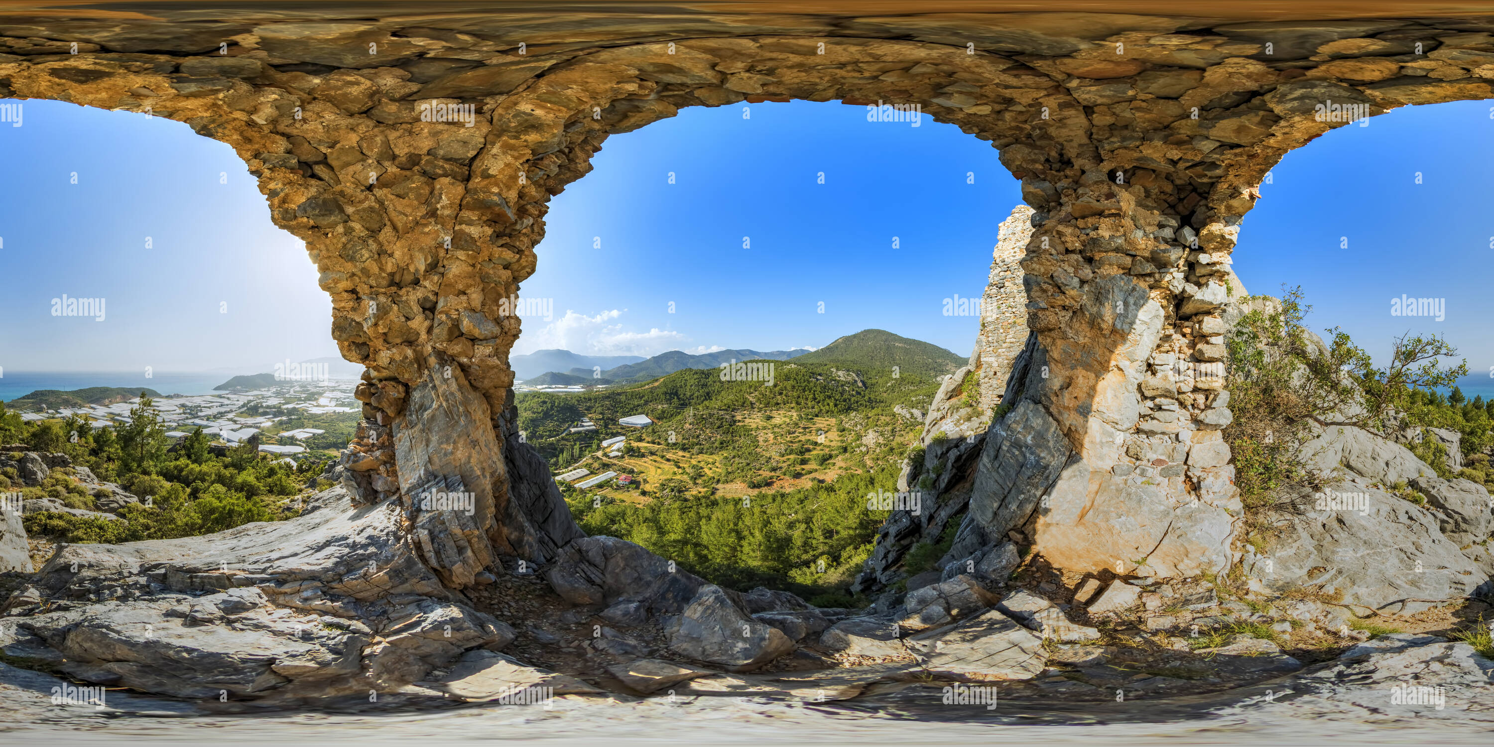 360 degree panoramic view of Softa Fortress Bozyazi Vr Mersin 41a