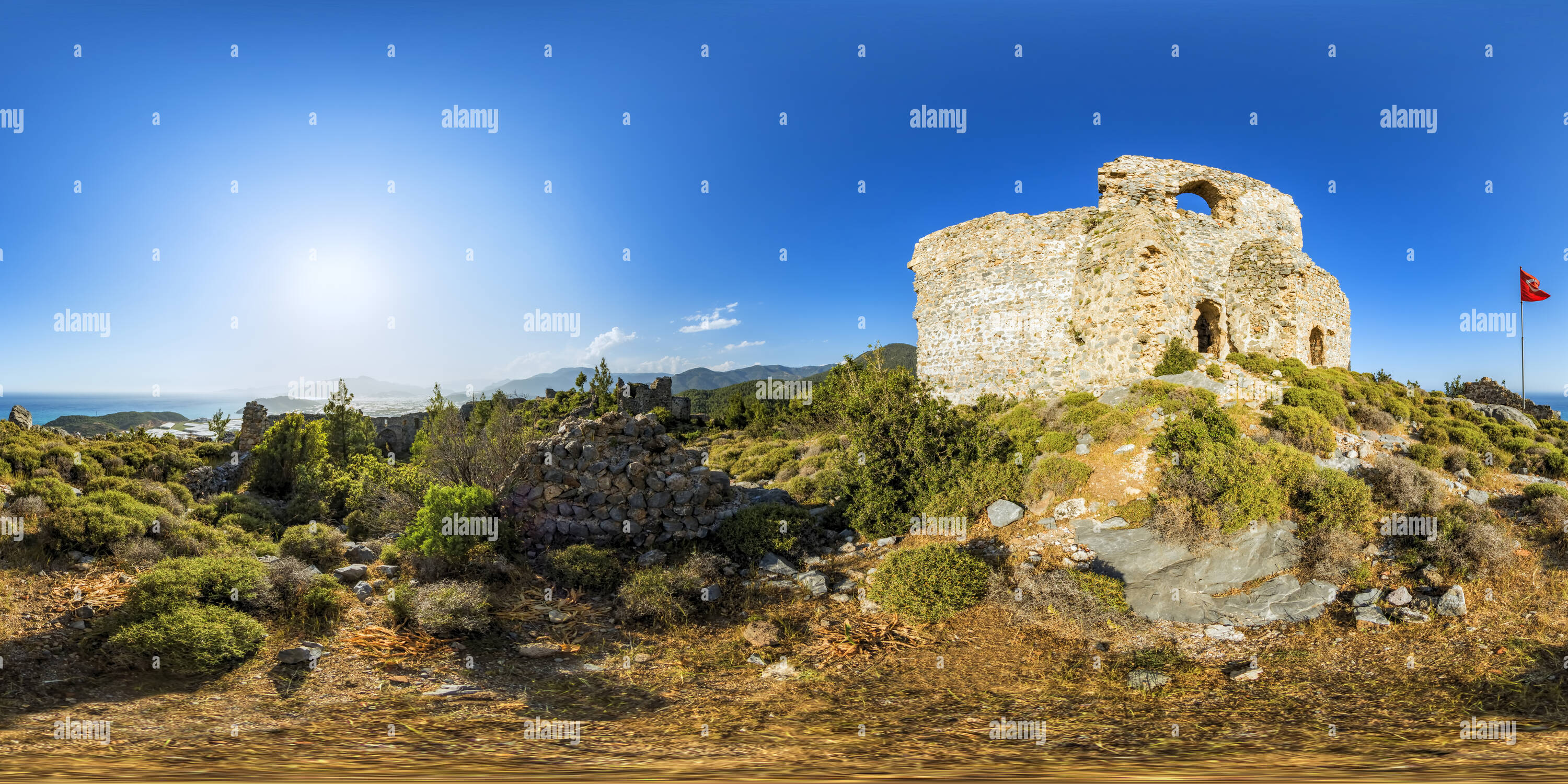 360 degree panoramic view of Softa Fortress Bozyazi Vr Mersin 58e