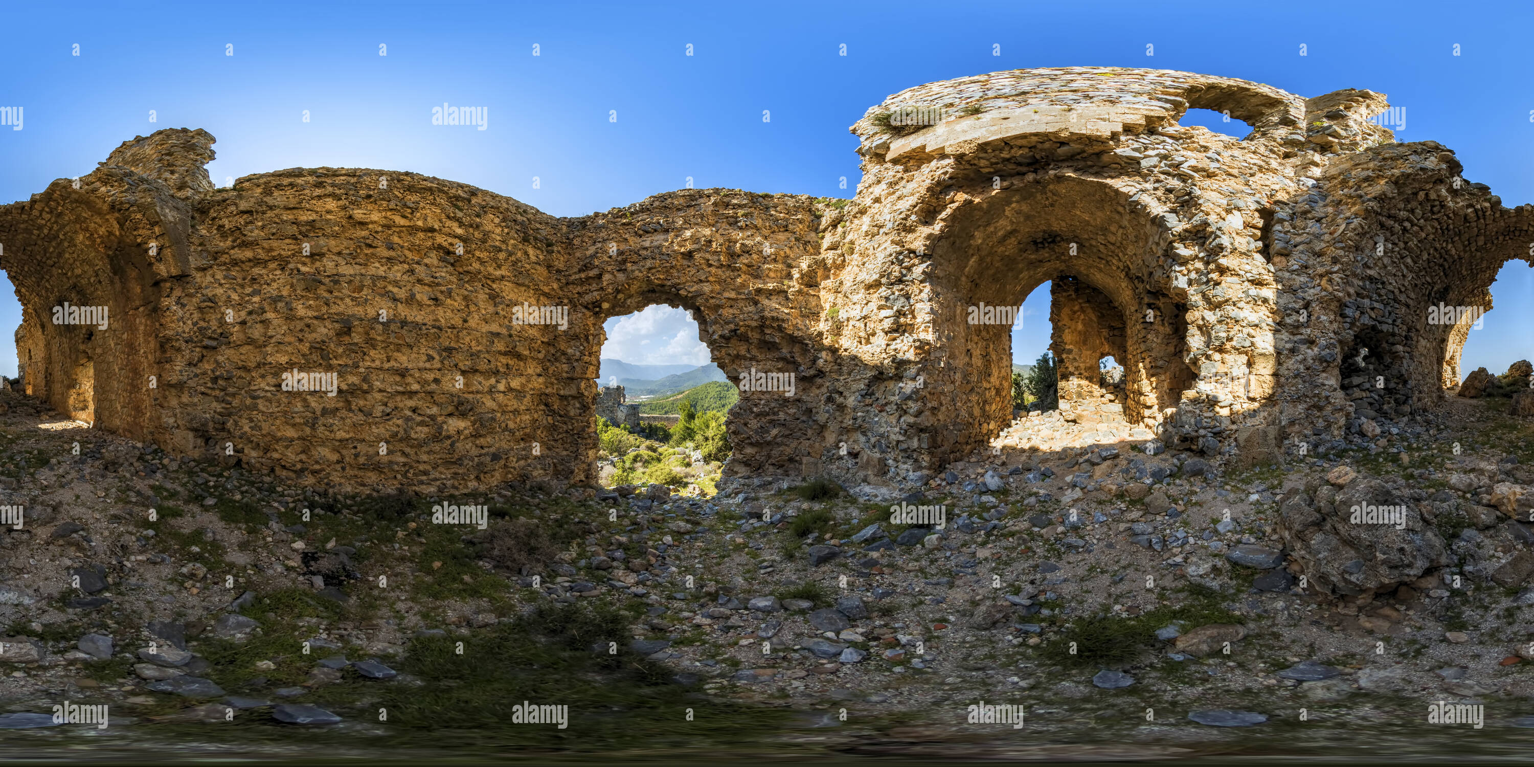 360 degree panoramic view of Softa Fortress Bozyazi Vr Mersin 277