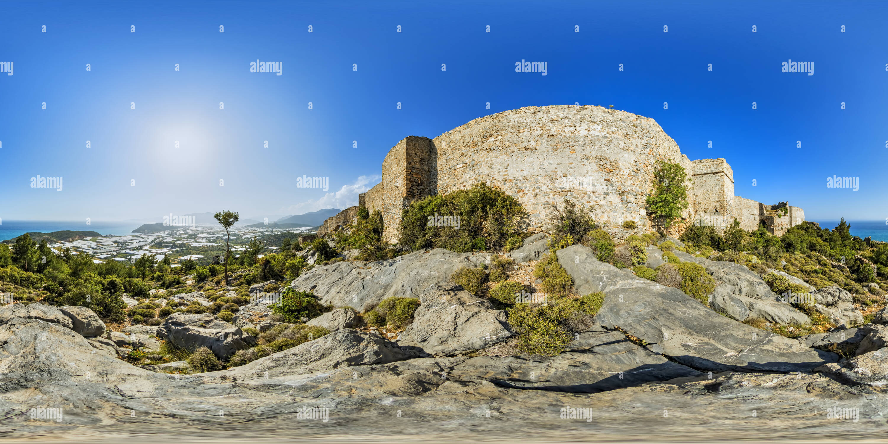 360 degree panoramic view of Softa Fortress Bozyazi Vr Mersin 513
