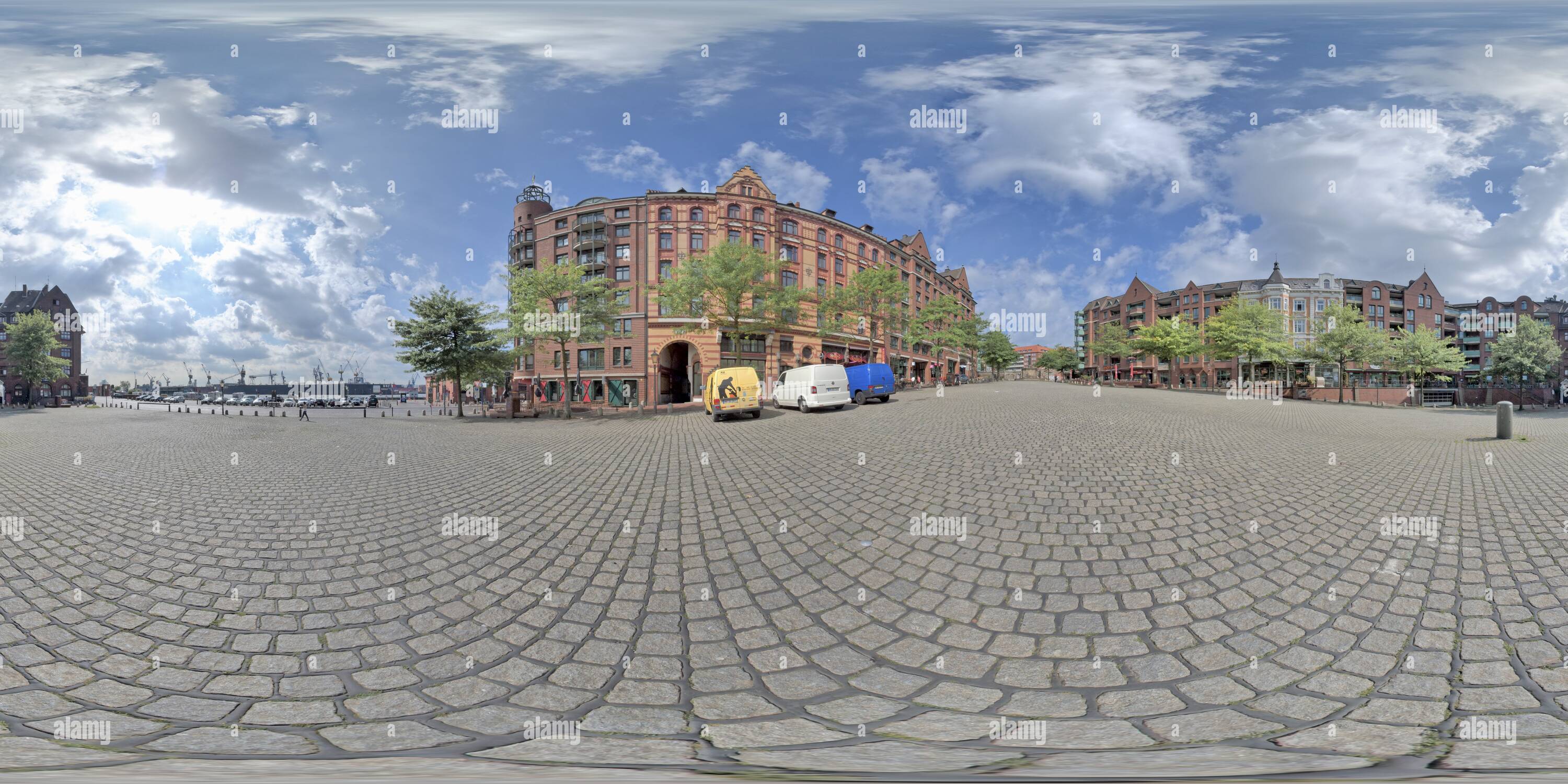 360 degree panoramic view of Hamburg St Pauli Fischmarkt