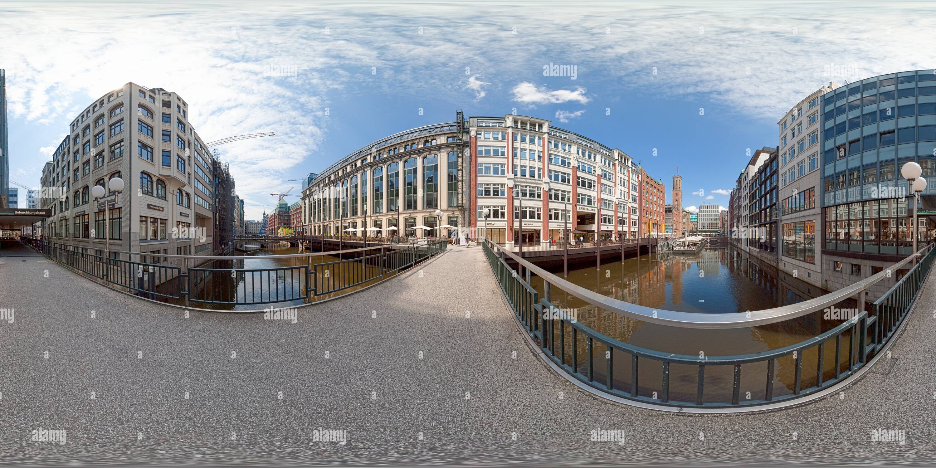 360 degree panoramic view of Hamburg Bleichenfleet