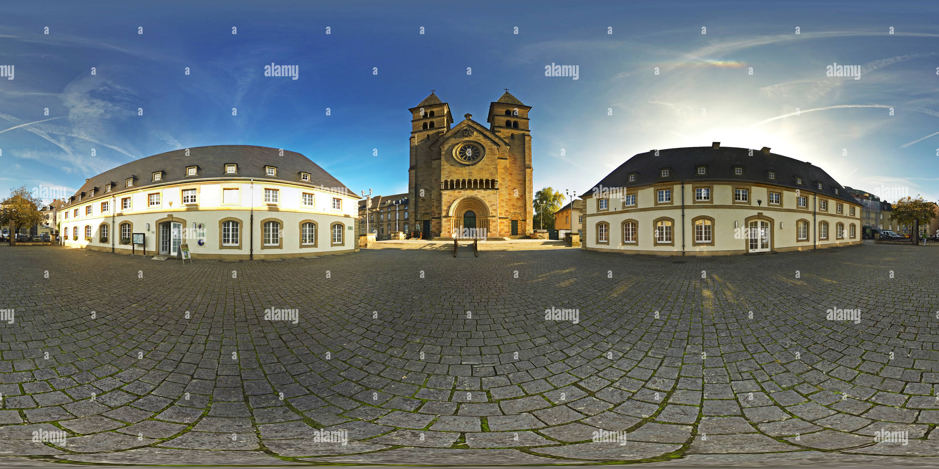 360 degree panoramic view of Abbey of Echternach, Basilica of Saint Willibrord