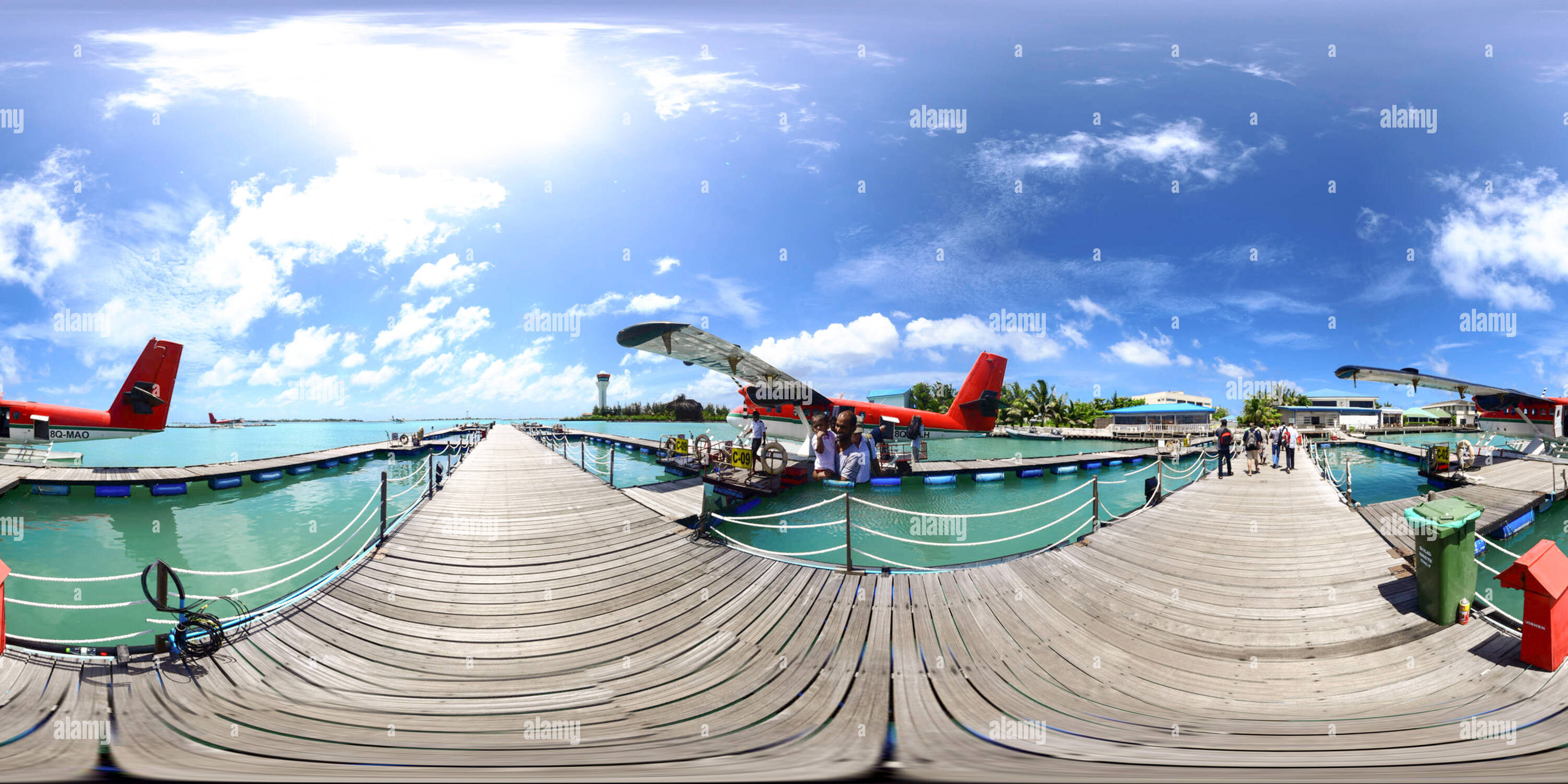 360 degree panoramic view of The worlds Largest Sea Plane Fleet in Maldives