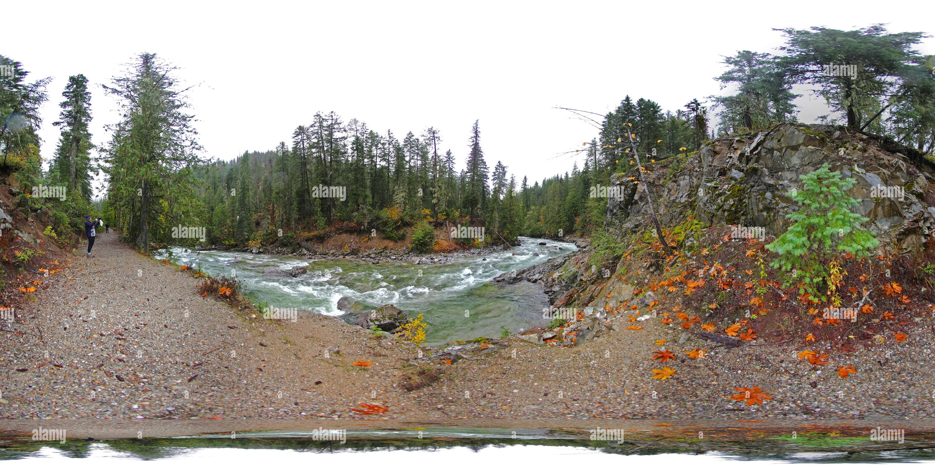 360° view of Stehekin River road washout Alamy