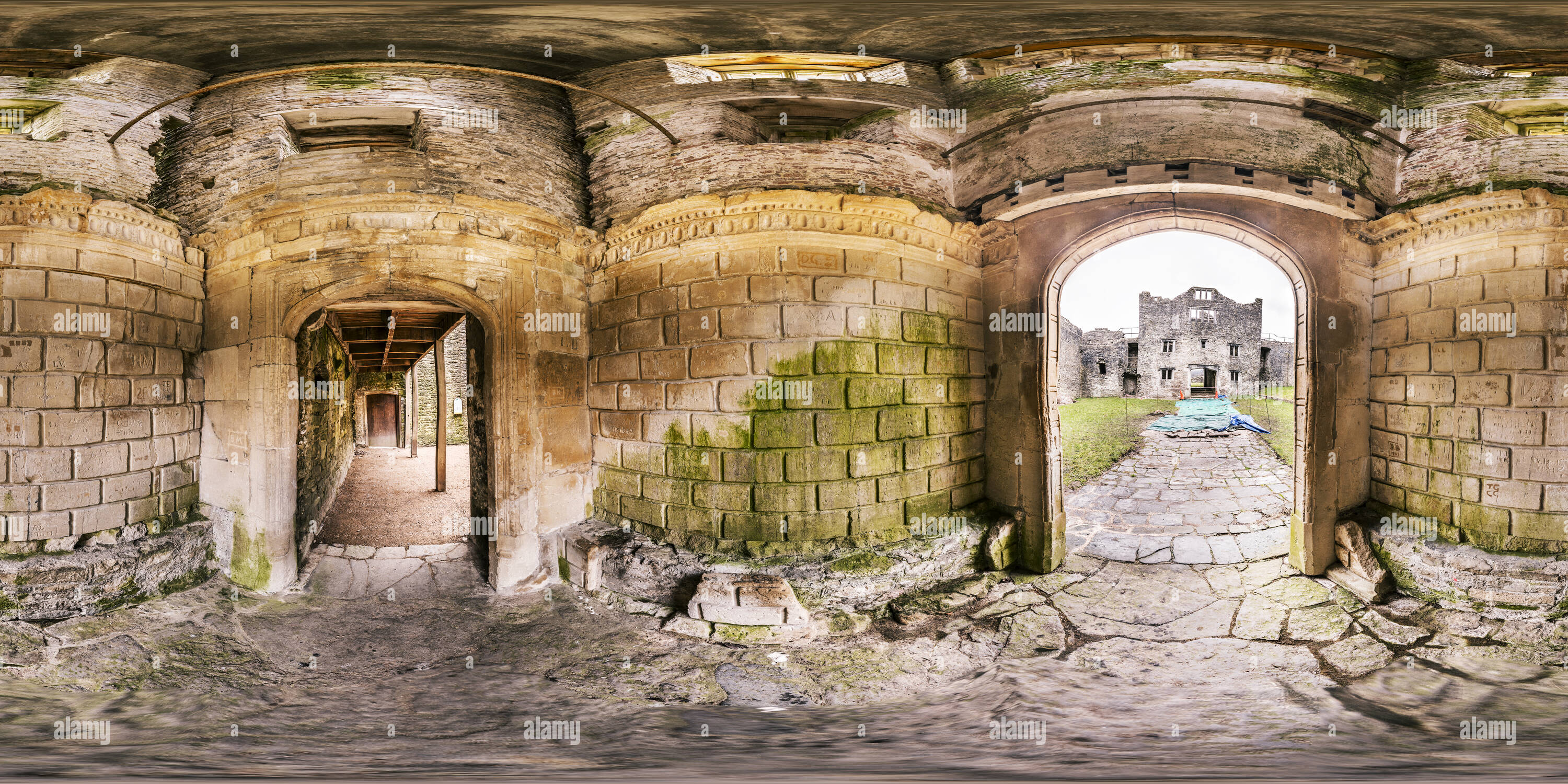 360° view of Old Beaupre Castle Renaissance porch interior Alamy