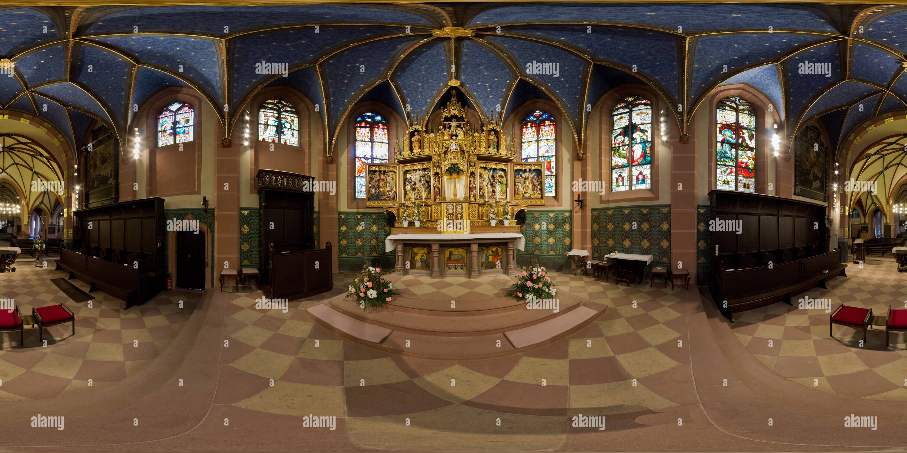 360 degree panoramic view of Parish Church St Peter Worms Herrnsheim (II), Sanctuary, 2017 02
