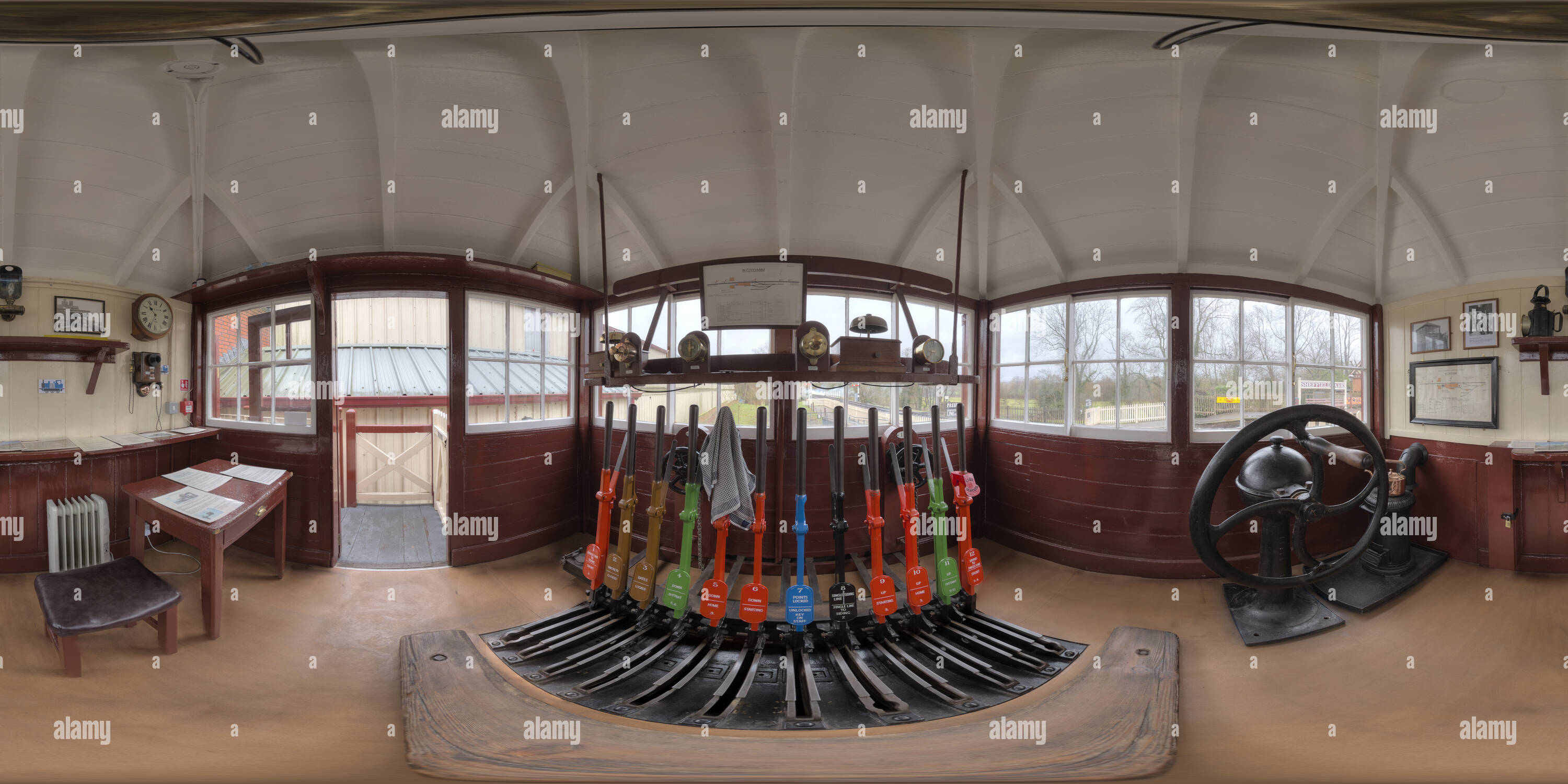 360 degree panoramic view of Withyham signal box at the Bluebell Railway