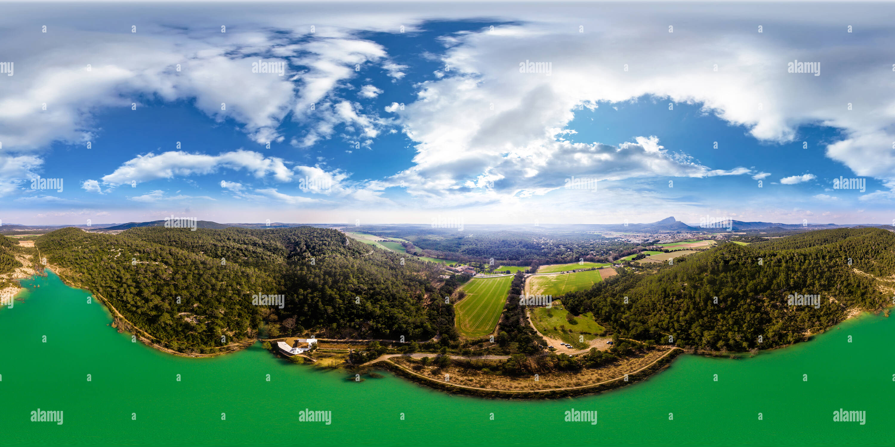 360° view of Ceceles Lake, south of France Alamy