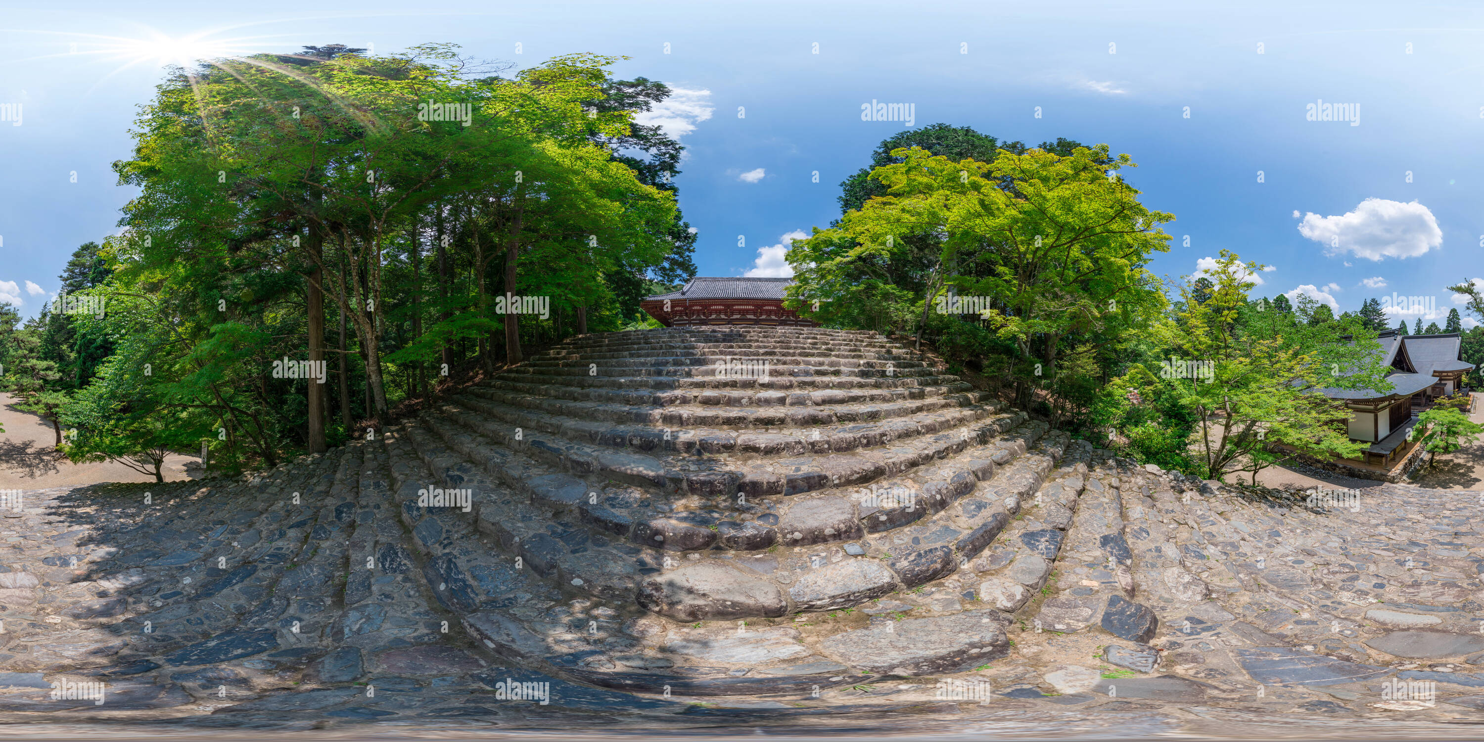 360 degree panoramic view of Beautiful fresh green Jingo-ji in Kyoto, Japan 07