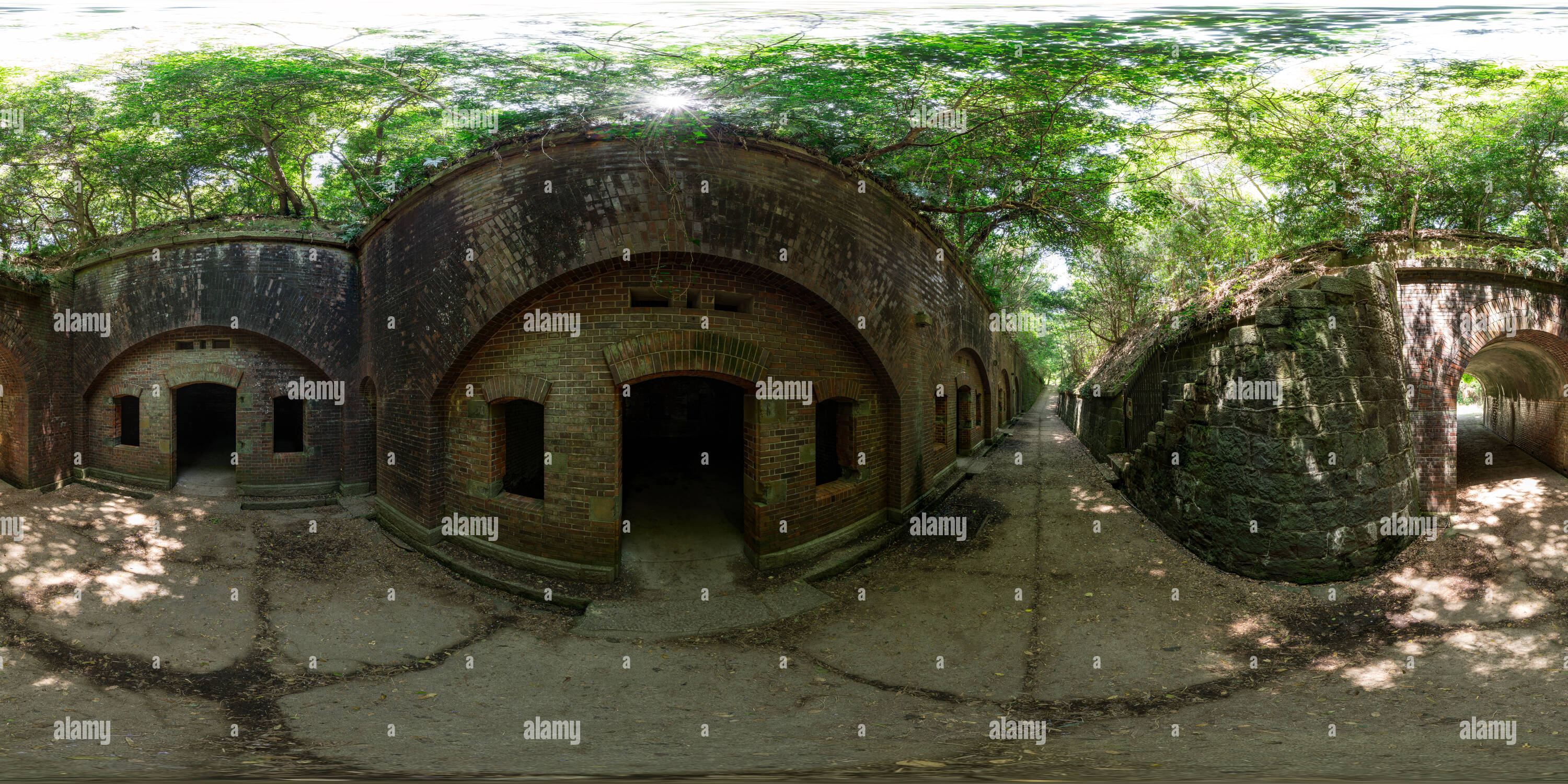 360 degree panoramic view of The ruins of the Japanese troops fort in Tomogashima Island, Japan 06